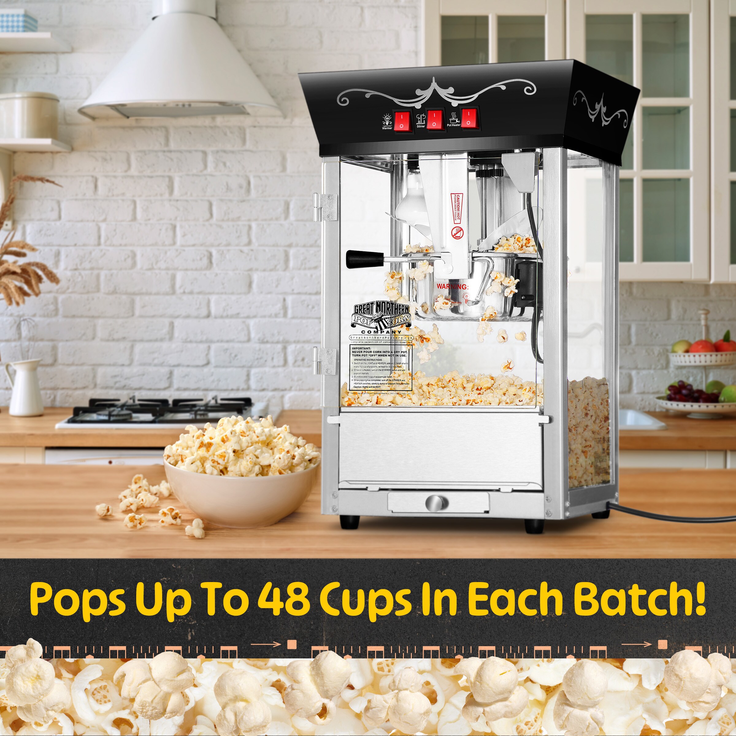 Máquina de palomitas de maíz de mostrador con aceite negro de 1 taza de Great Northern Popcorn 569864QKY