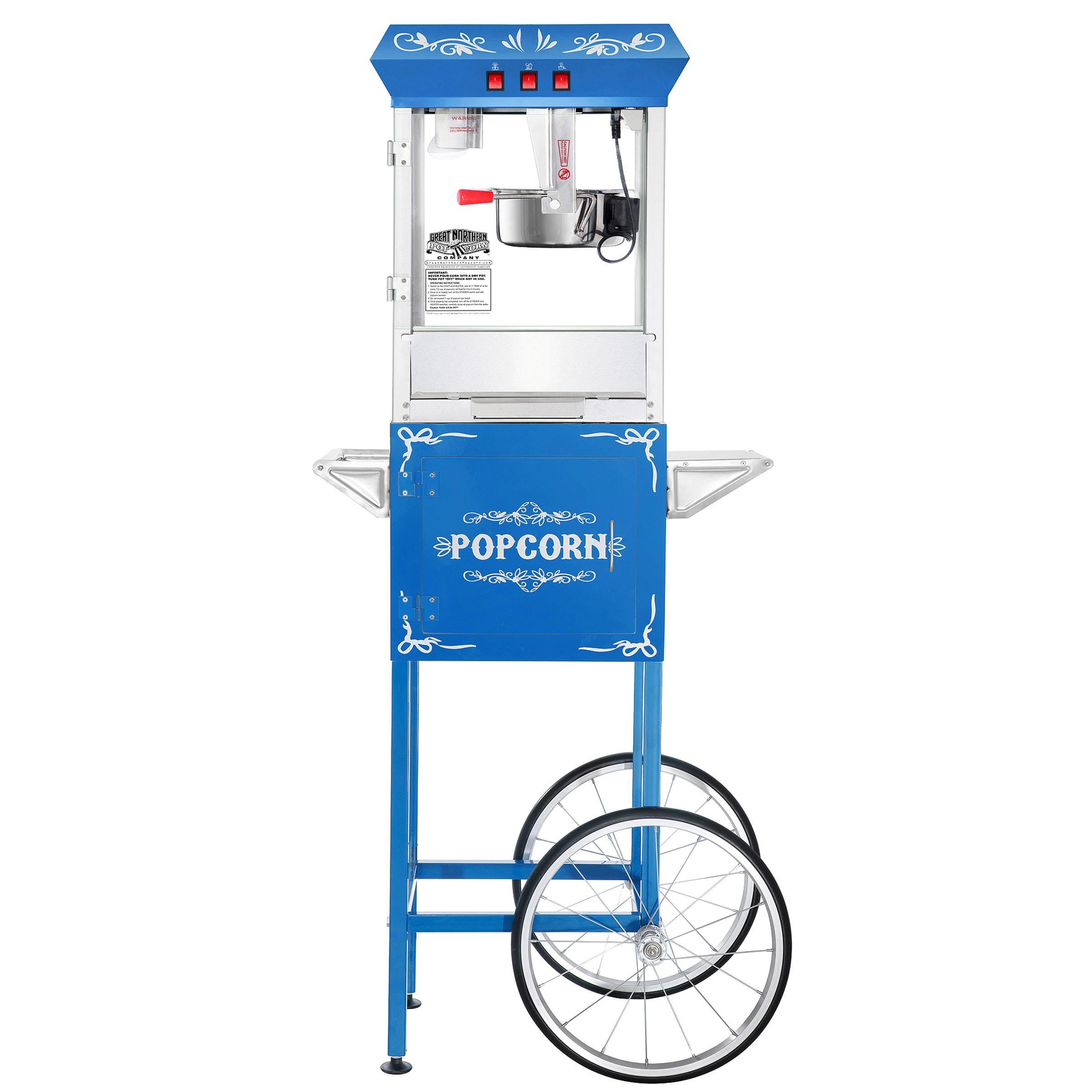 Máquina de palomitas de maíz independiente con carrito de acero inoxidable Great Northern Popcorn 338034BHQ