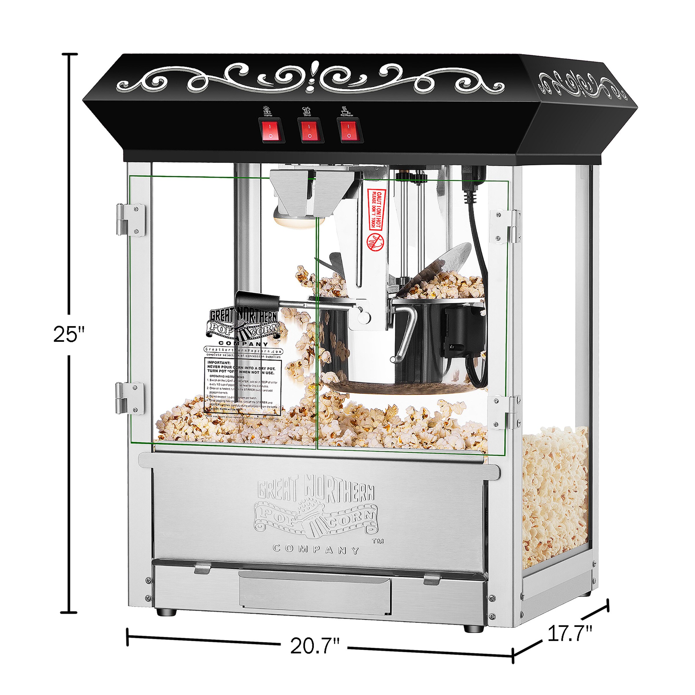 Máquina de palomitas de maíz de acero inoxidable para mostrador Great Northern Popcorn 673503HFT con aceite