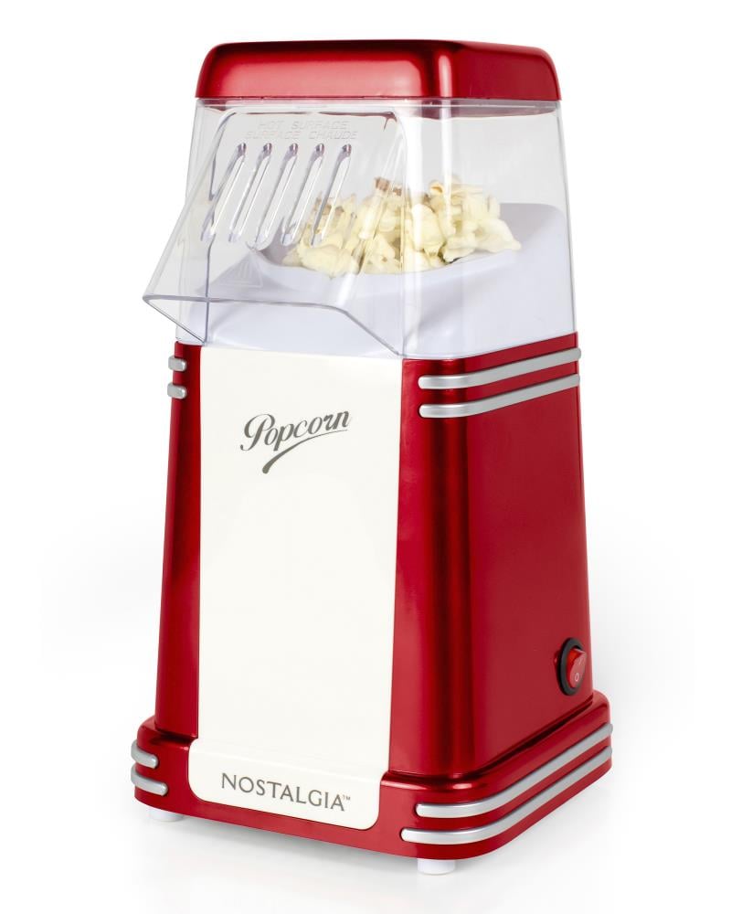 Máquina roja de palomitas de maíz de aire caliente en la encimera Nostalgia 0.25 tazas RHP-310