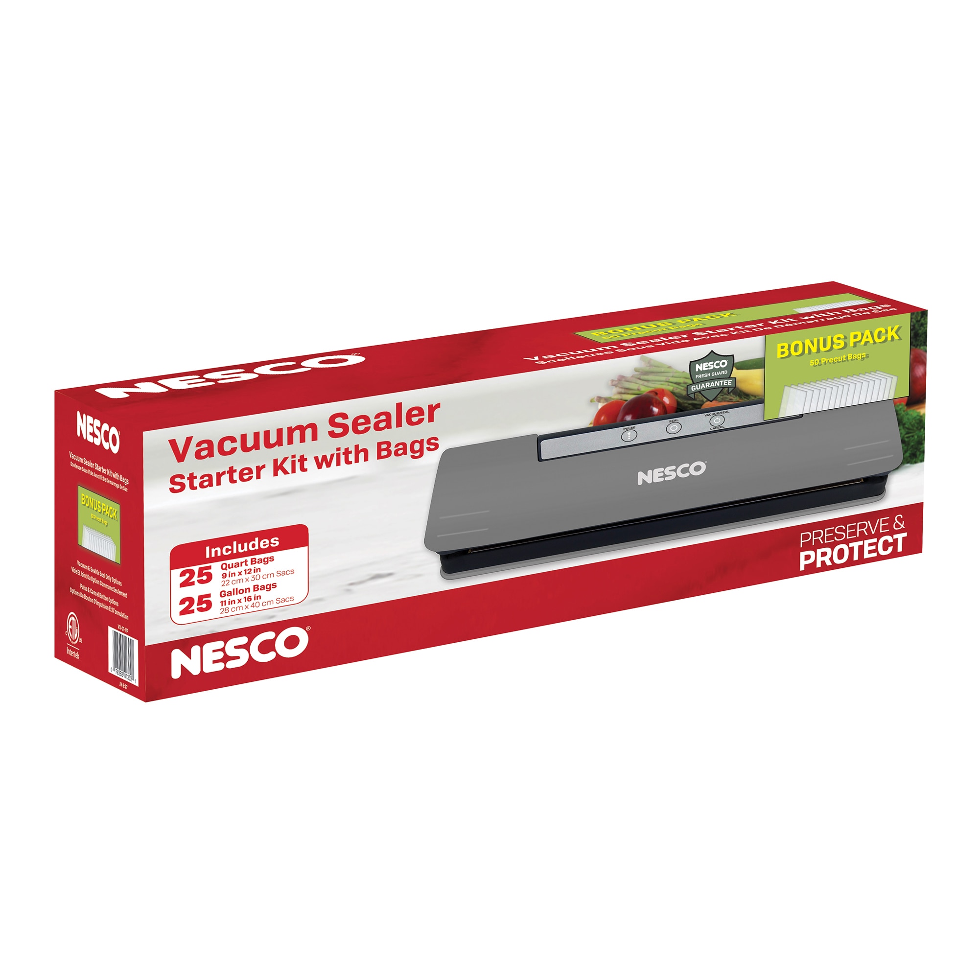 Selladora al vacío Nesco Gray 2.6 pulgadas de alto x 4.06 pulgadas de ancho x 14.88 pulgadas de profundidad (NESVSC1VP)