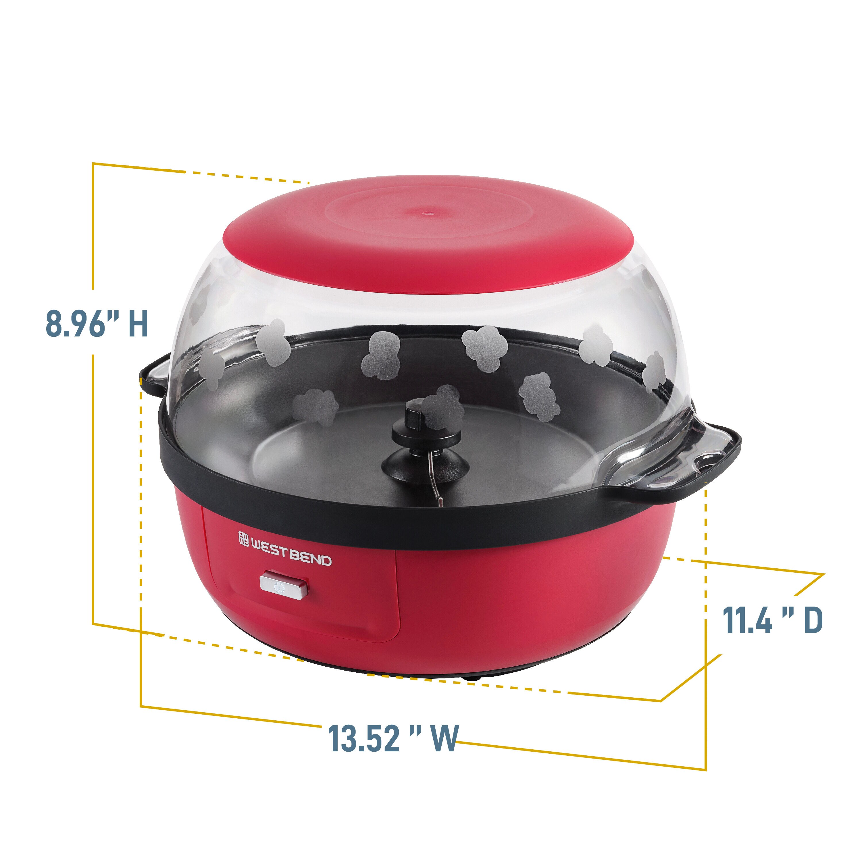 Máquina de palomitas de maíz de sobremesa roja con capacidad de 0.75 tazas West Bend PCWBSCRD13
