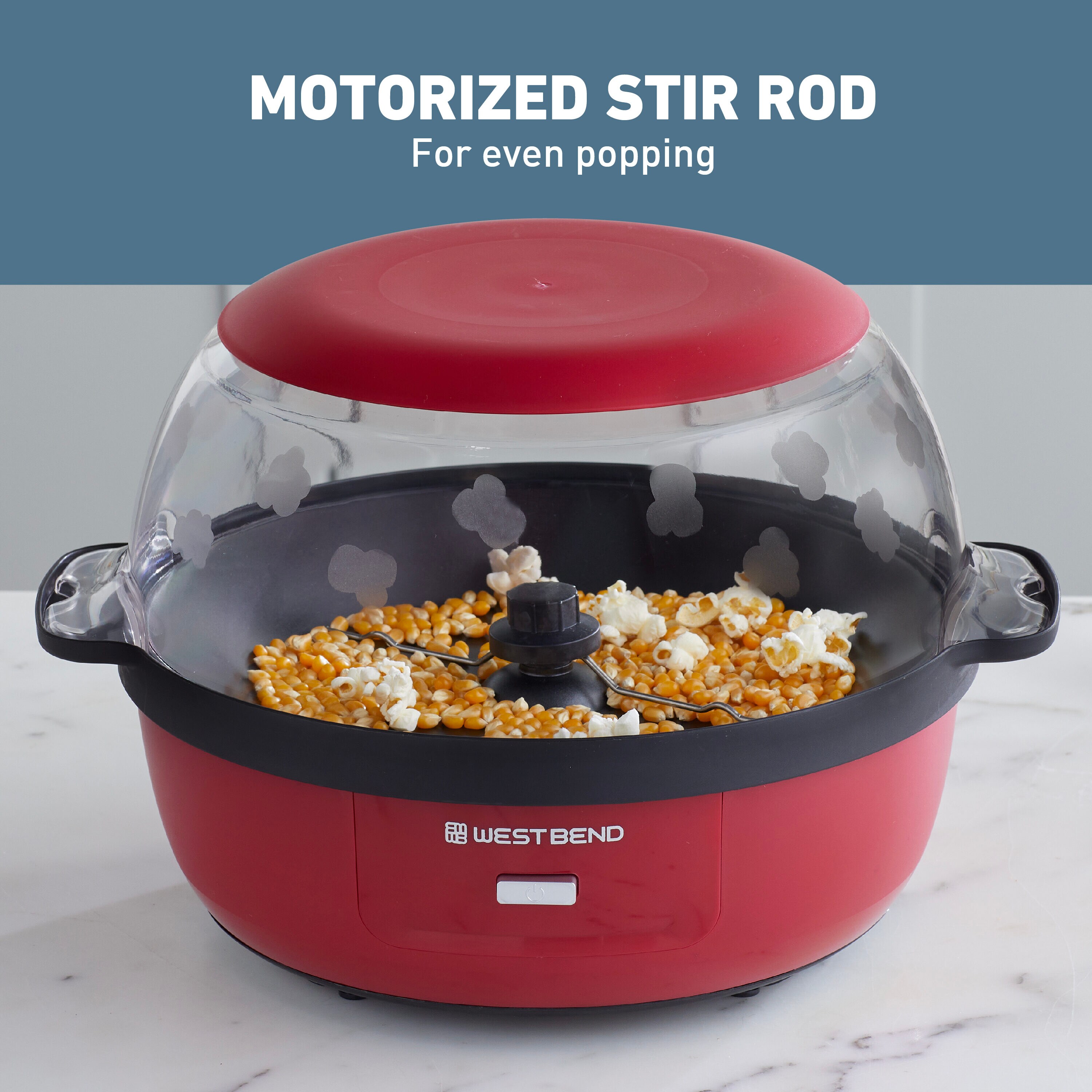 Máquina de palomitas de maíz de sobremesa roja con capacidad de 0.75 tazas West Bend PCWBSCRD13