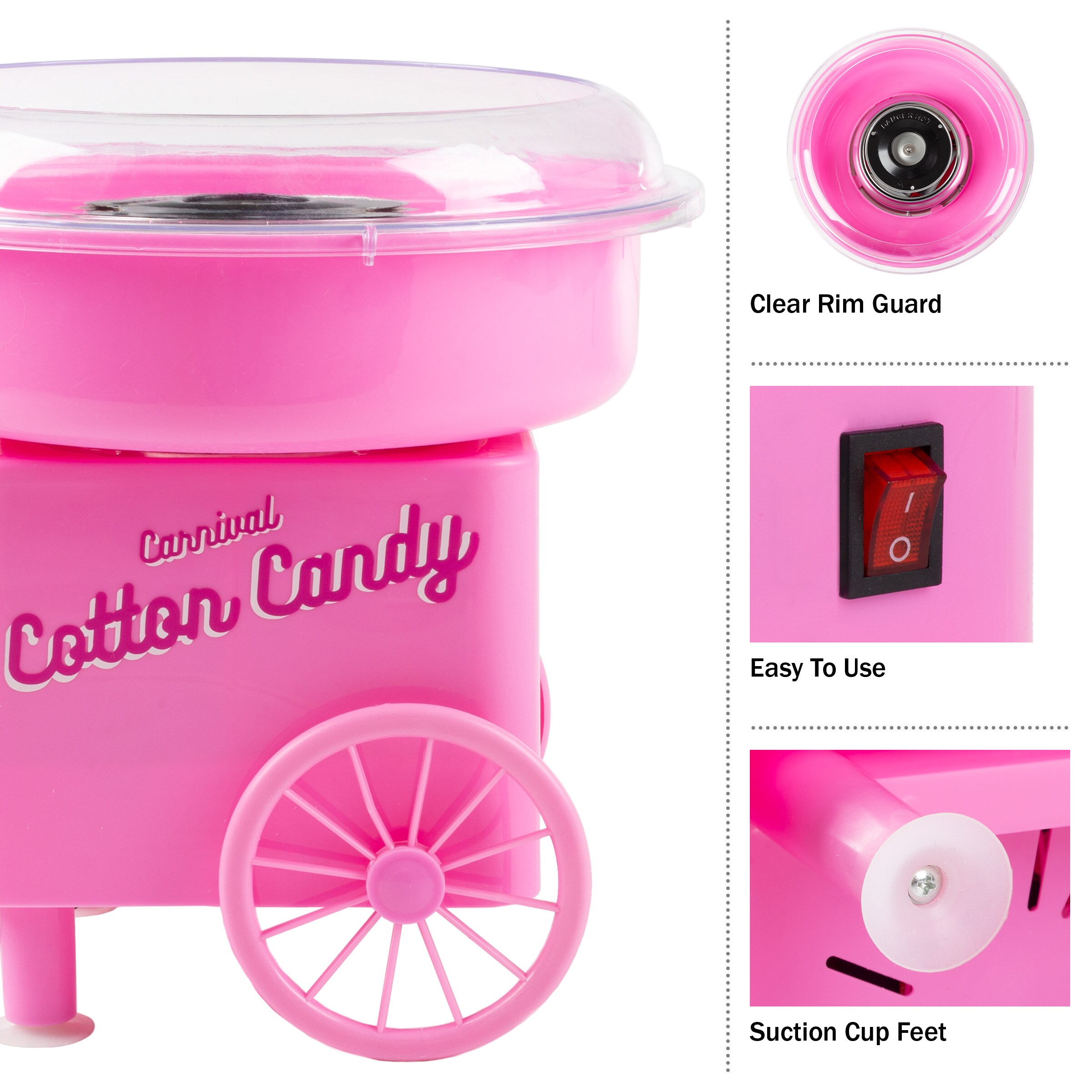 Máquina para hacer algodón de azúcar en rosa para colocar en la encimera (450 vatios) 83-DT6084.