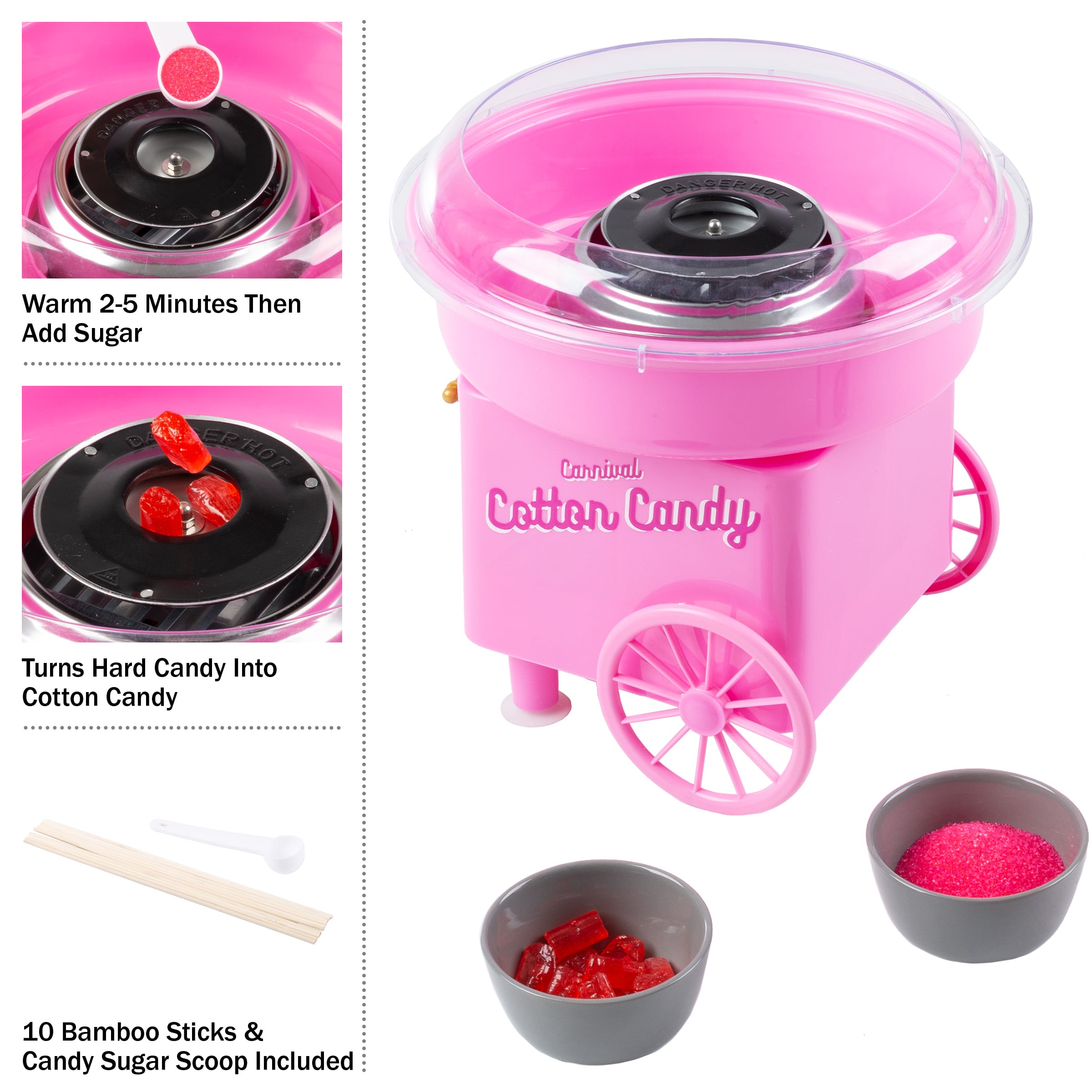 Máquina para hacer algodón de azúcar en rosa para colocar en la encimera (450 vatios) 83-DT6084.