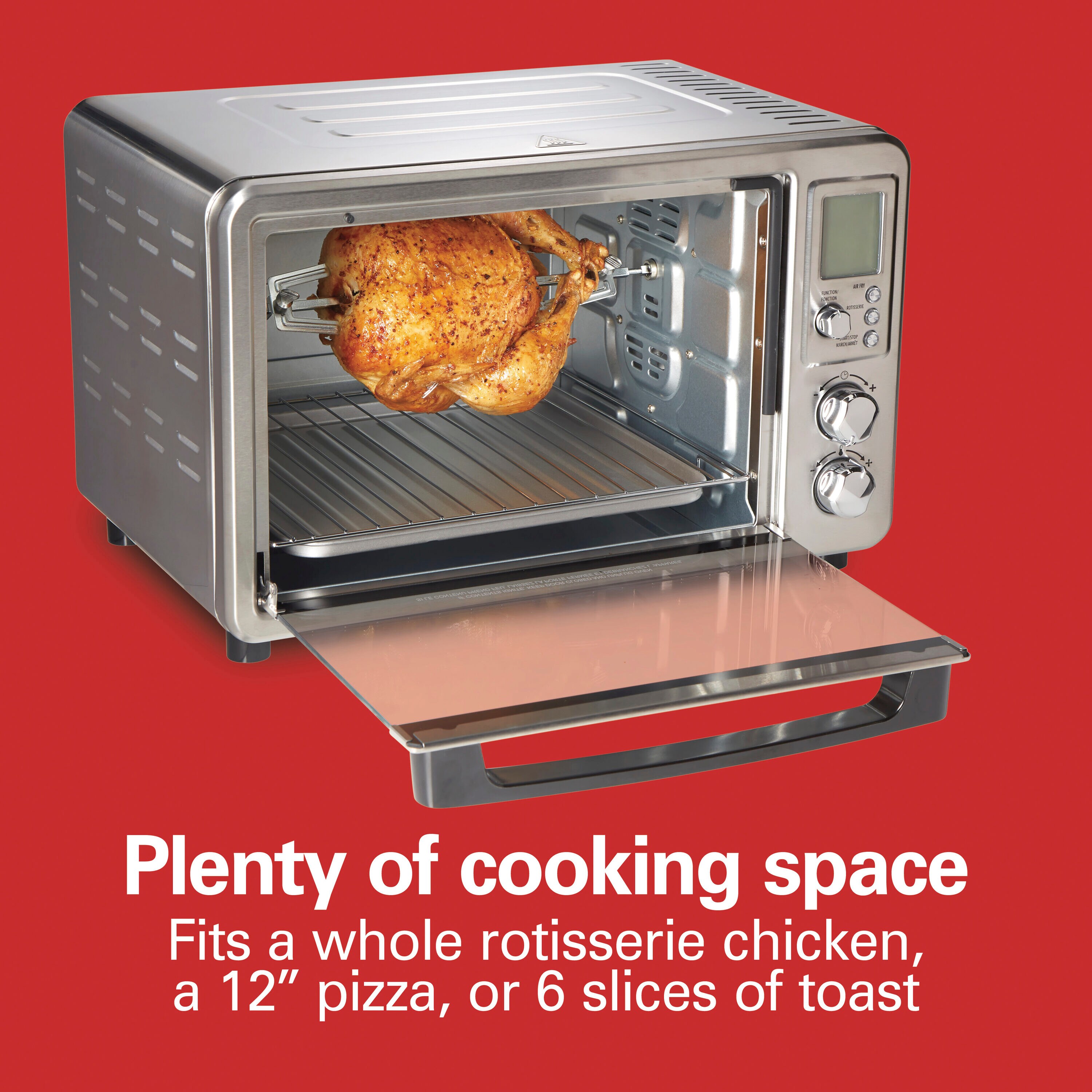 Horno Tostador de Convección de Acero Inoxidable de 6 Rebanadas con Asador y Apagado Automático -Hamilton Beach 31194C