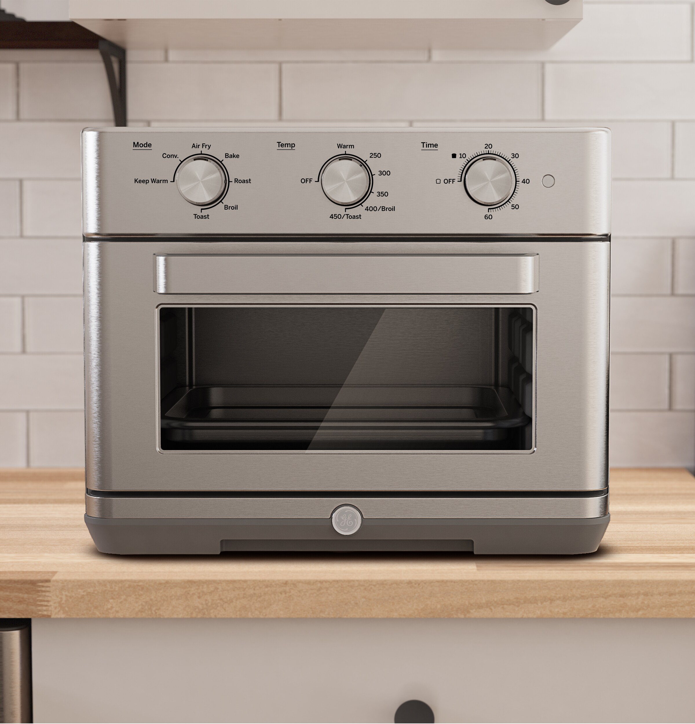 Horno tostador de convección de acero inoxidable con freidora de aire de 6 rebanadas y apagado automático