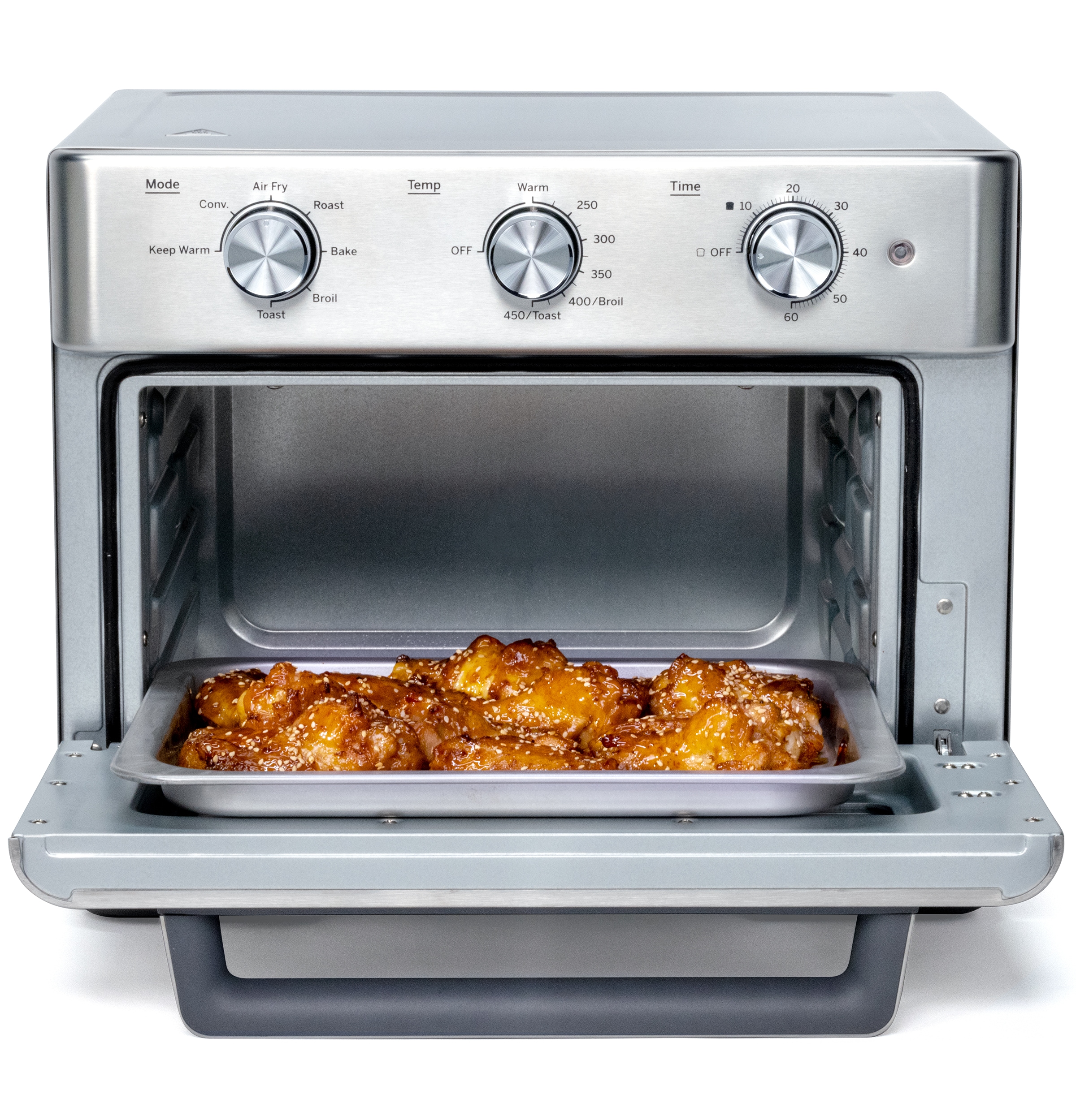 Horno tostador de convección de acero inoxidable con freidora de aire de 6 rebanadas y apagado automático