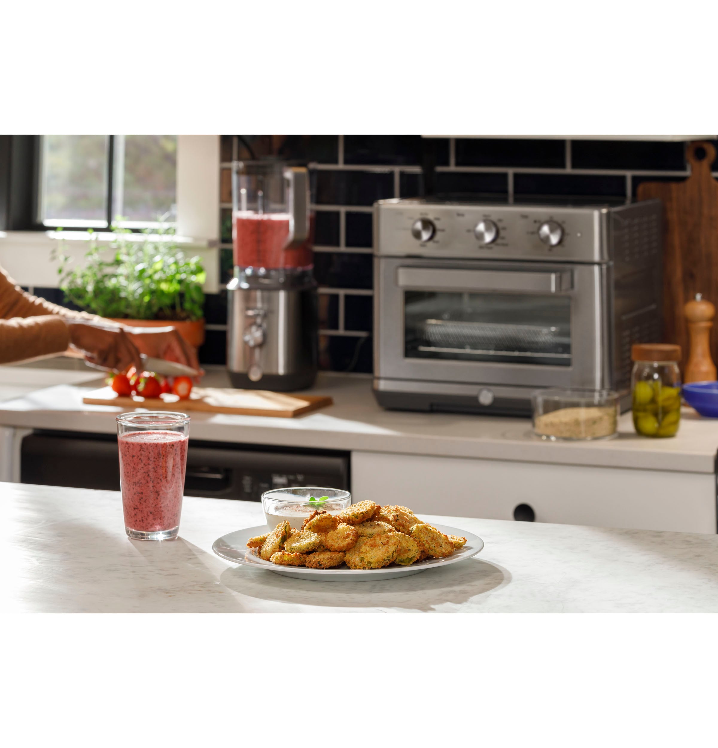 Horno tostador de convección de acero inoxidable con freidora de aire de 6 rebanadas y apagado automático