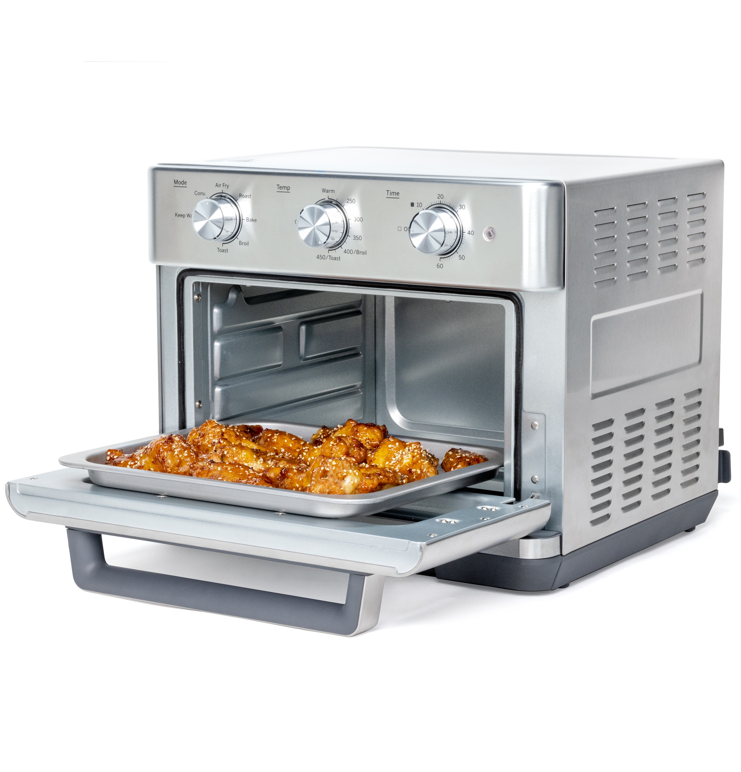 Horno tostador de convección de acero inoxidable con freidora de aire de 6 rebanadas y apagado automático