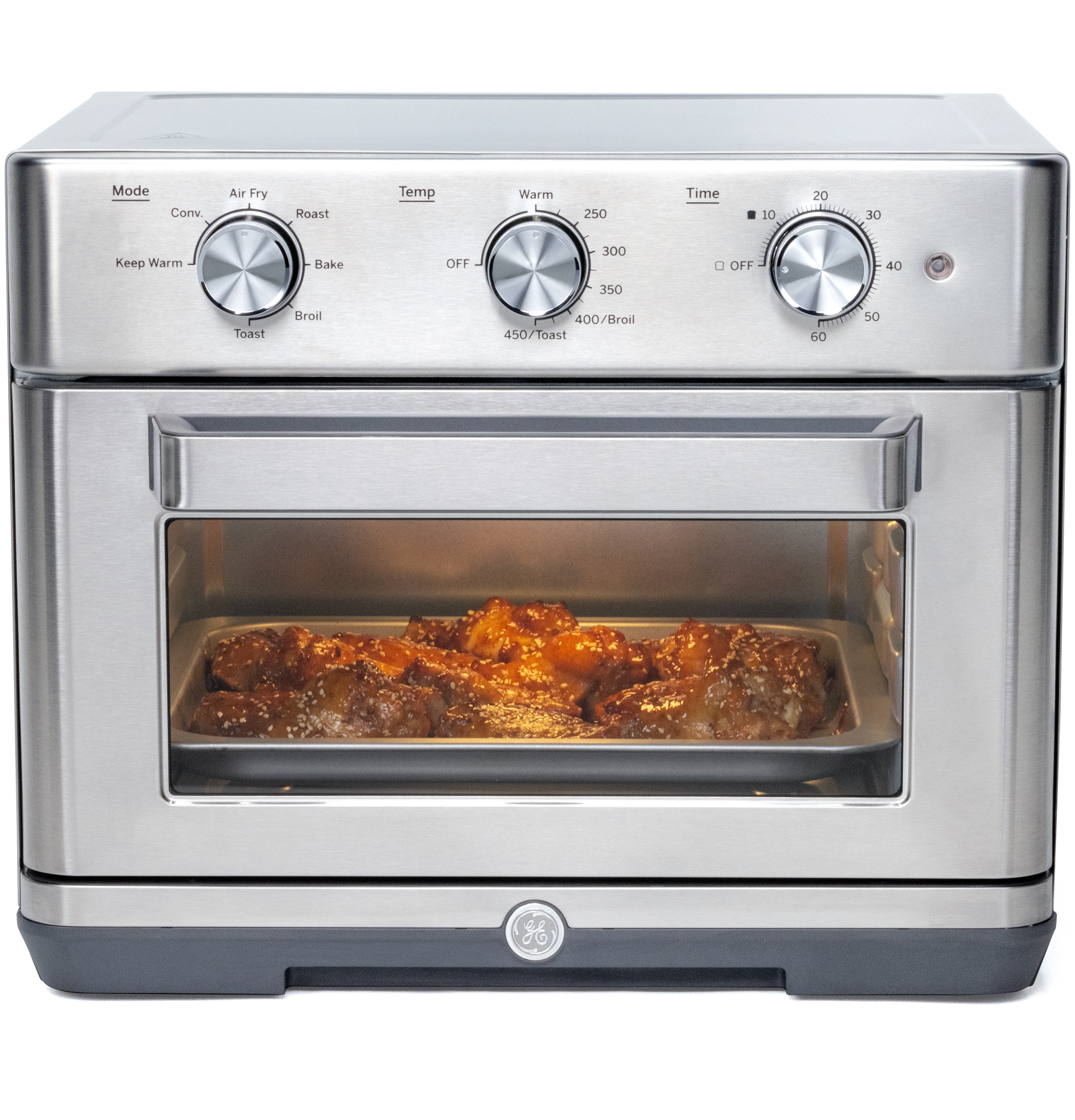 Horno tostador de convección de acero inoxidable con freidora de aire de 6 rebanadas y apagado automático