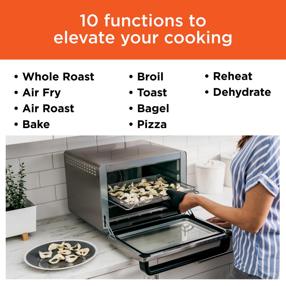 Horno tostador de convección de acero inoxidable de 6 rebanadas Ninja Foodi 10 en 1 XL Pro con apagado automático DT201.