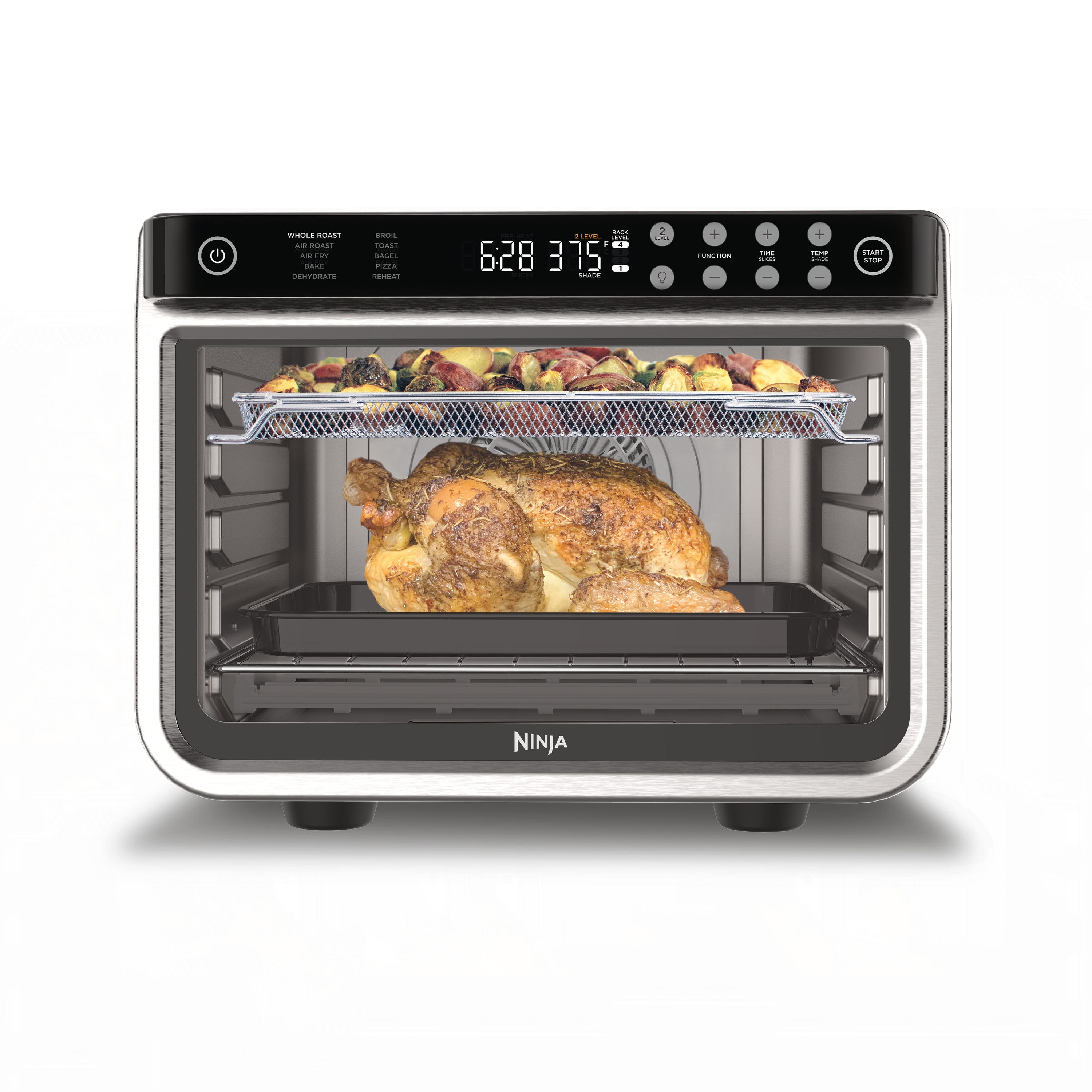 Horno tostador de convección de acero inoxidable de 6 rebanadas Ninja Foodi 10 en 1 XL Pro con apagado automático DT201.
