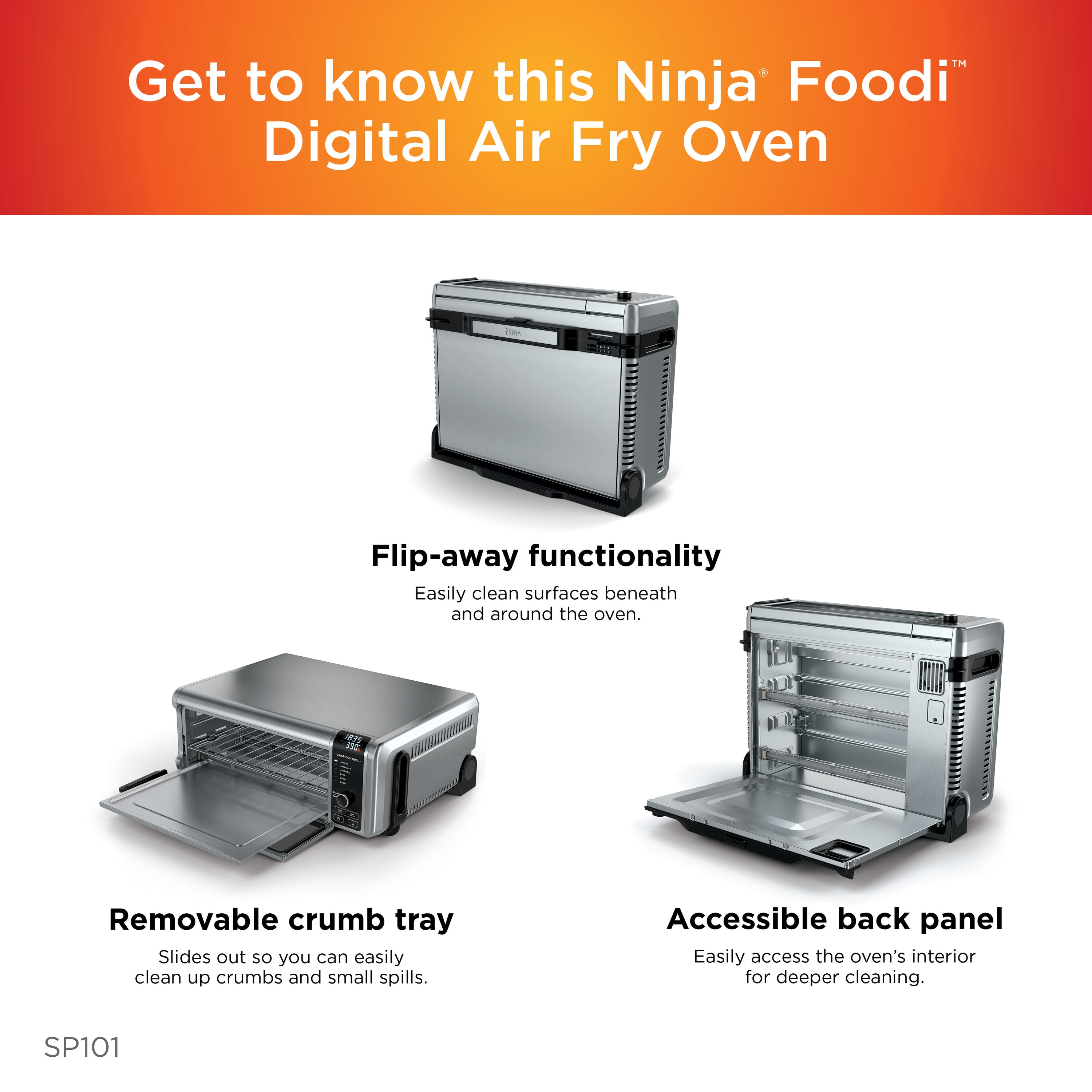 Horno Tostador de Convección Negro Ninja Foodi de 9 Rebanadas con Apagado Automático SP101