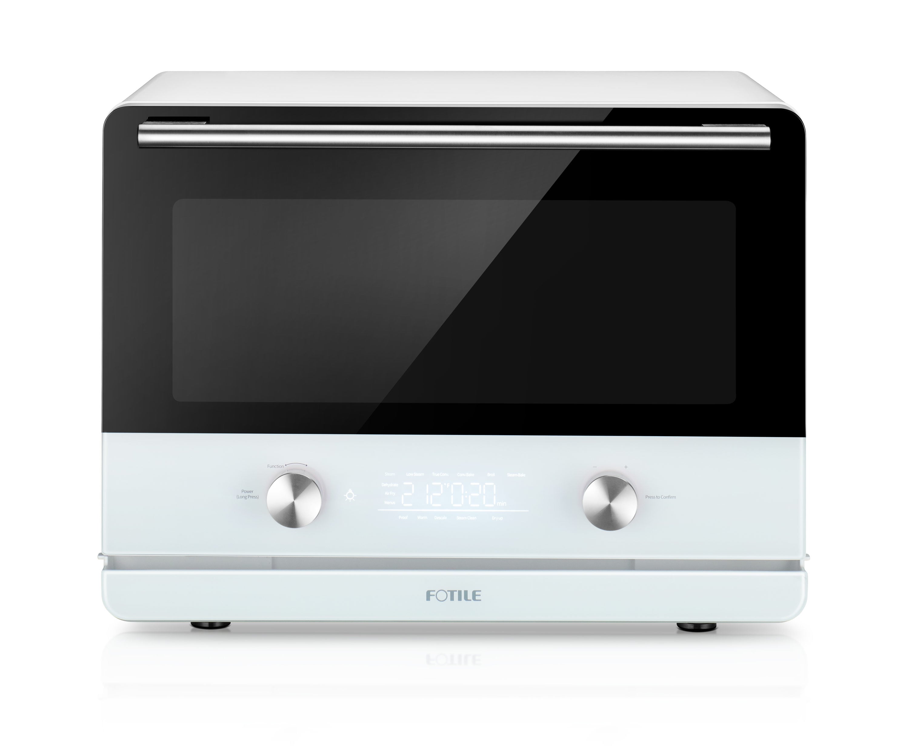Freidora de aire, vapor y deshidratadora ChefCubii 4 en 1 de FOTILE para 6 rebanadas en blanco con horno tostador de convección y apagado automático HYZK26-E1.