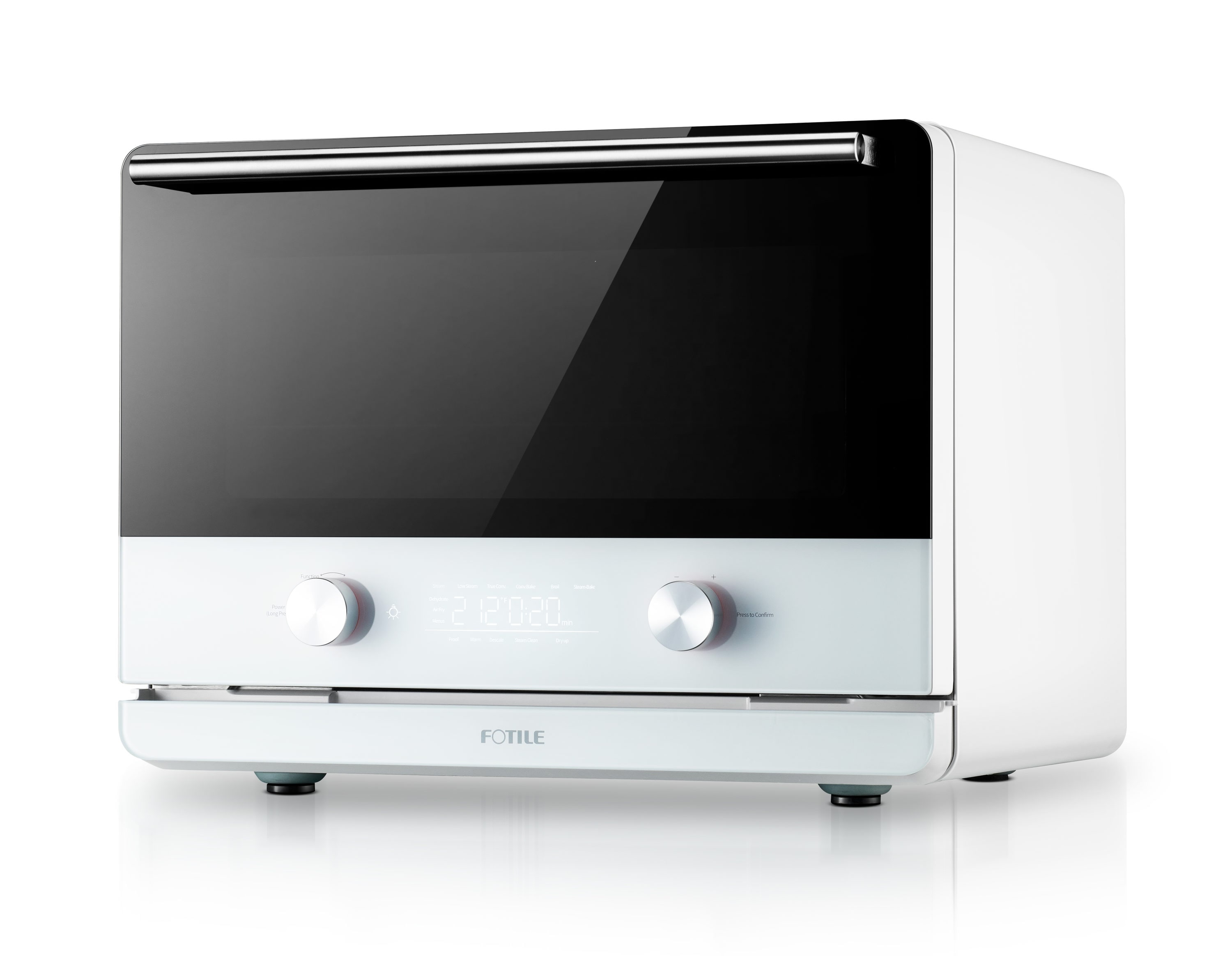 Freidora de aire, vapor y deshidratadora ChefCubii 4 en 1 de FOTILE para 6 rebanadas en blanco con horno tostador de convección y apagado automático HYZK26-E1.