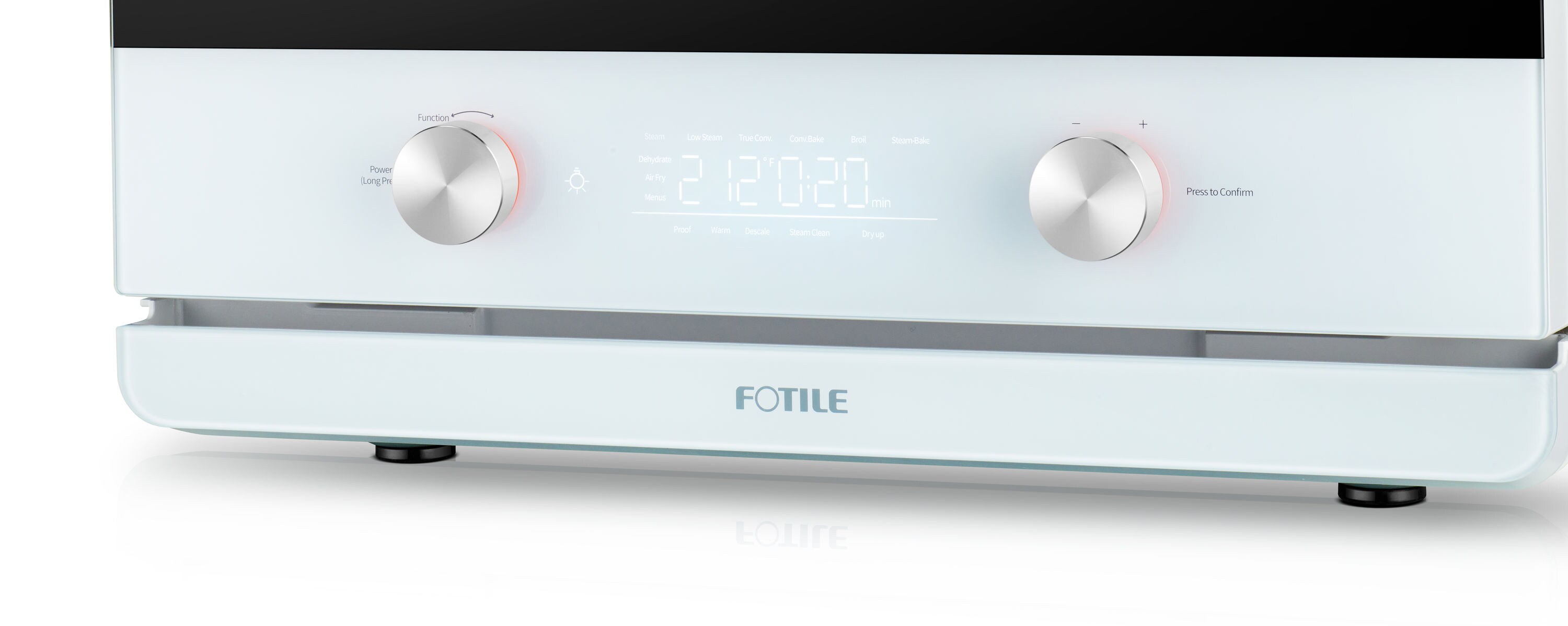 Freidora de aire, vapor y deshidratadora ChefCubii 4 en 1 de FOTILE para 6 rebanadas en blanco con horno tostador de convección y apagado automático HYZK26-E1.