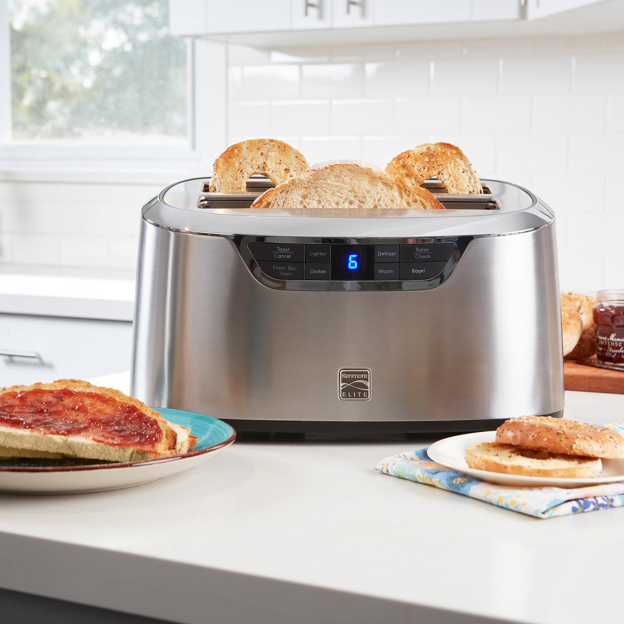 Tostador Kenmore Elite de Ranura Larga, Pantalla Digital de Acero Inoxidable para 4 Rebanadas KKELST4SS