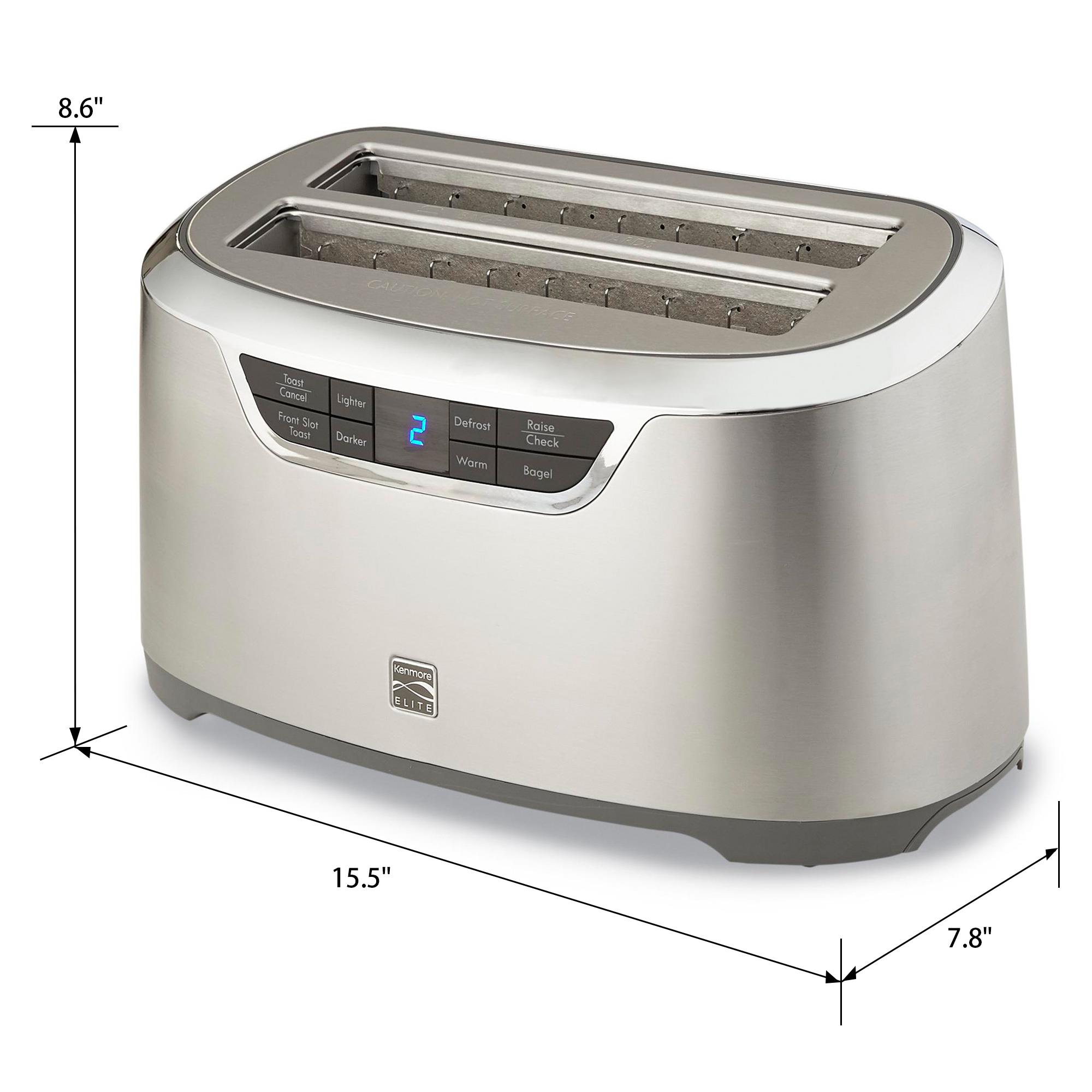 Tostador Kenmore Elite de Ranura Larga, Pantalla Digital de Acero Inoxidable para 4 Rebanadas KKELST4SS