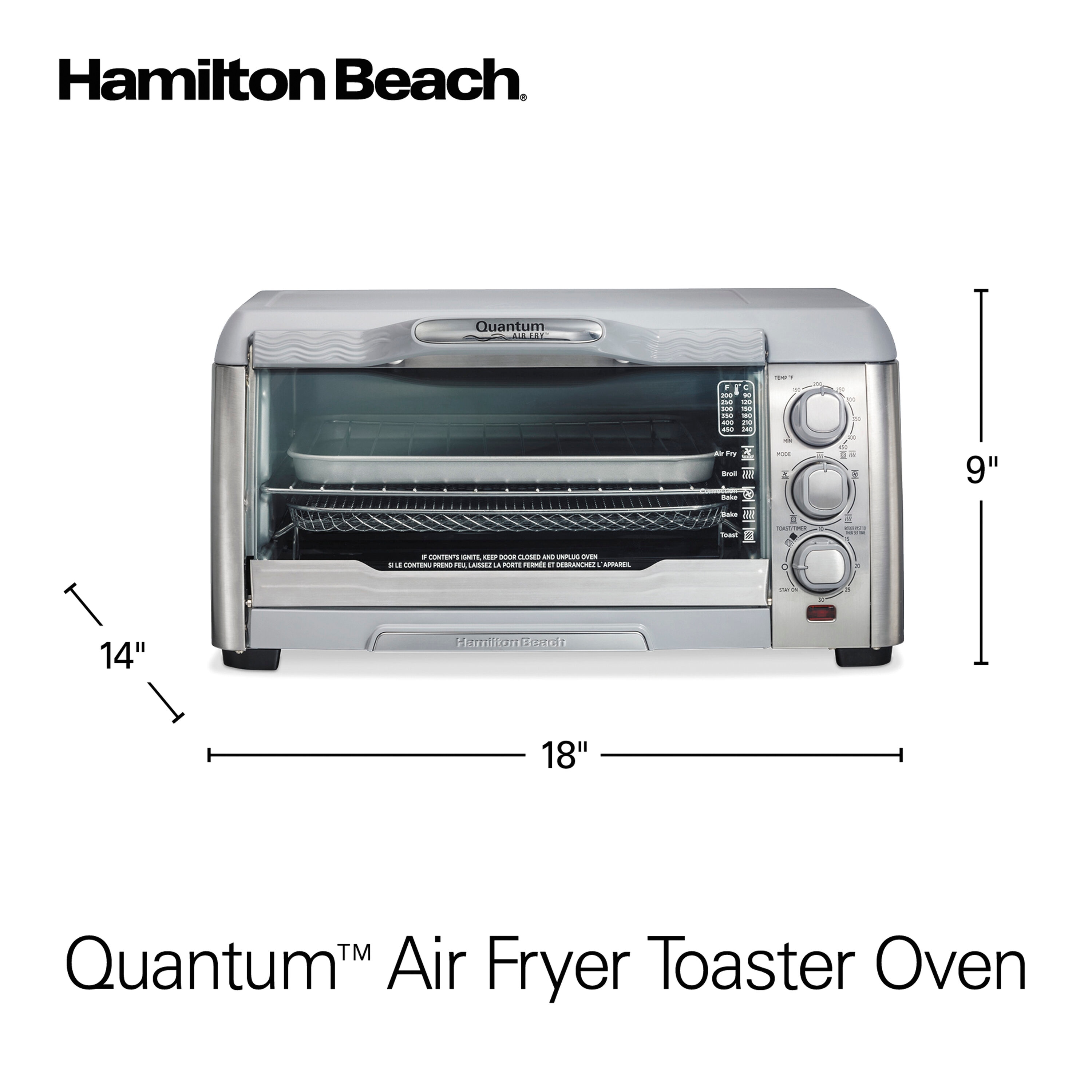 Horno Tostador de Convección de Acero Inoxidable de 6 Rebanadas con Apagado Automático - Hamilton Beach Quantum 31350G