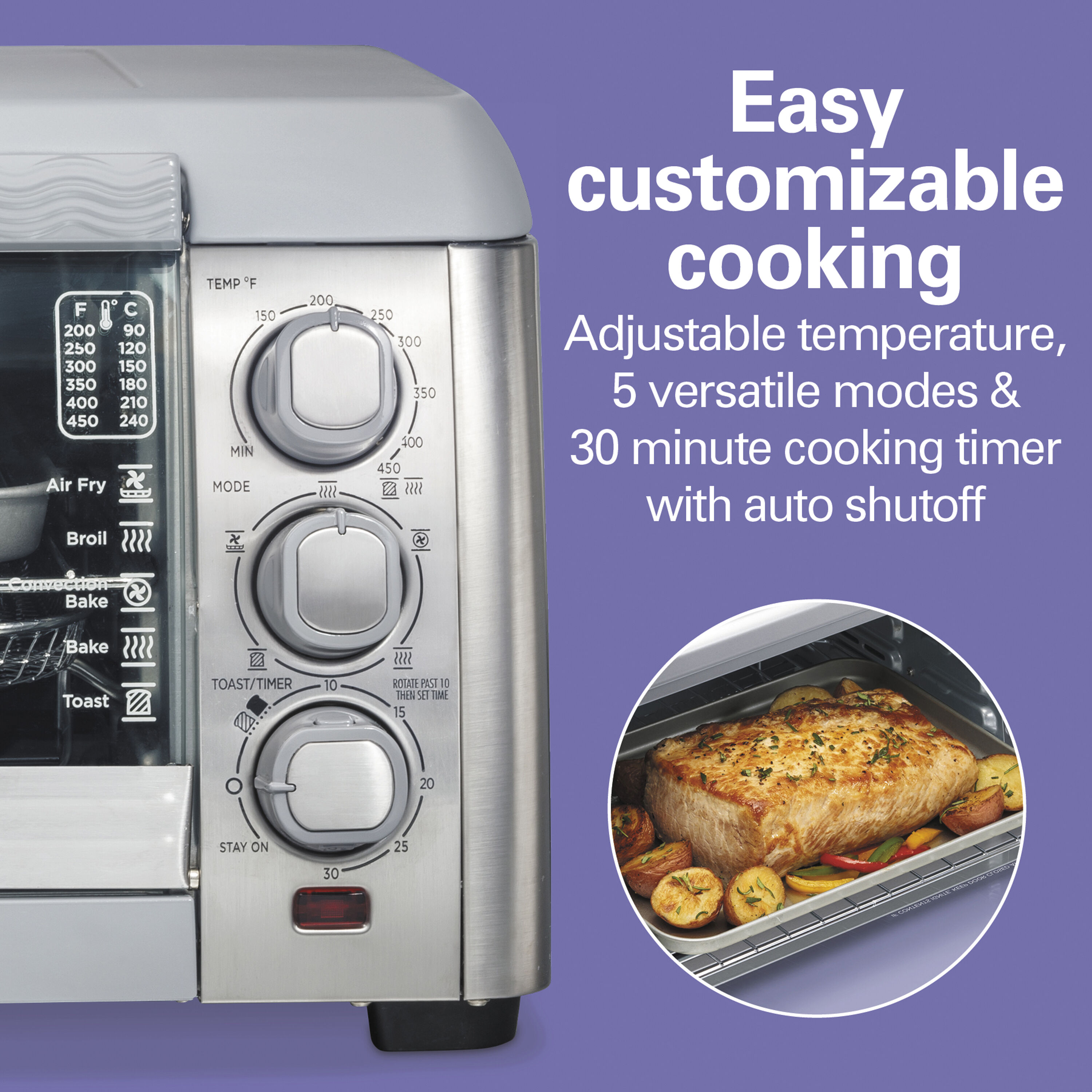 Horno Tostador de Convección de Acero Inoxidable de 6 Rebanadas con Apagado Automático - Hamilton Beach Quantum 31350G