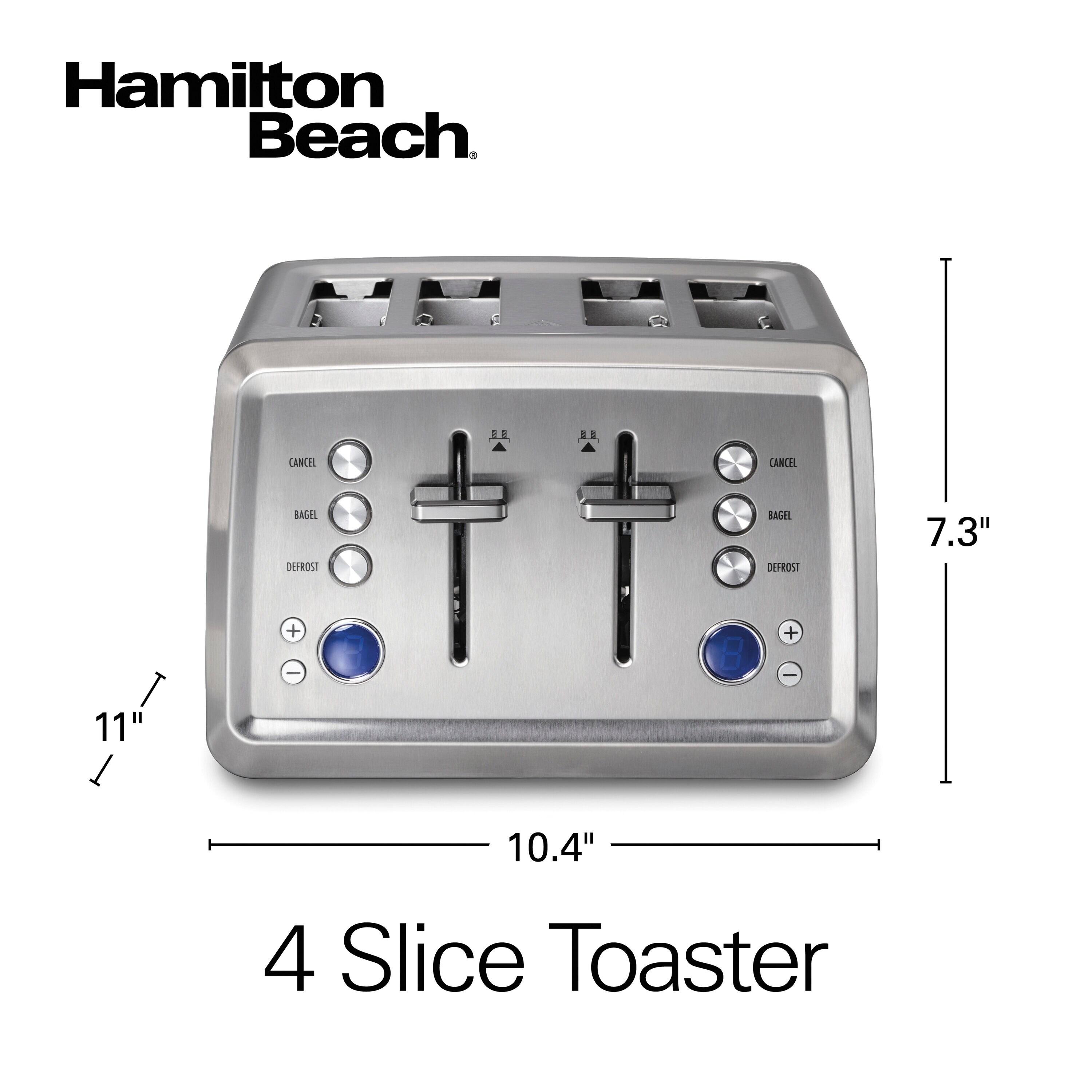 Tostador de acero inoxidable de 4 rebanadas Hamilton Beach 24796