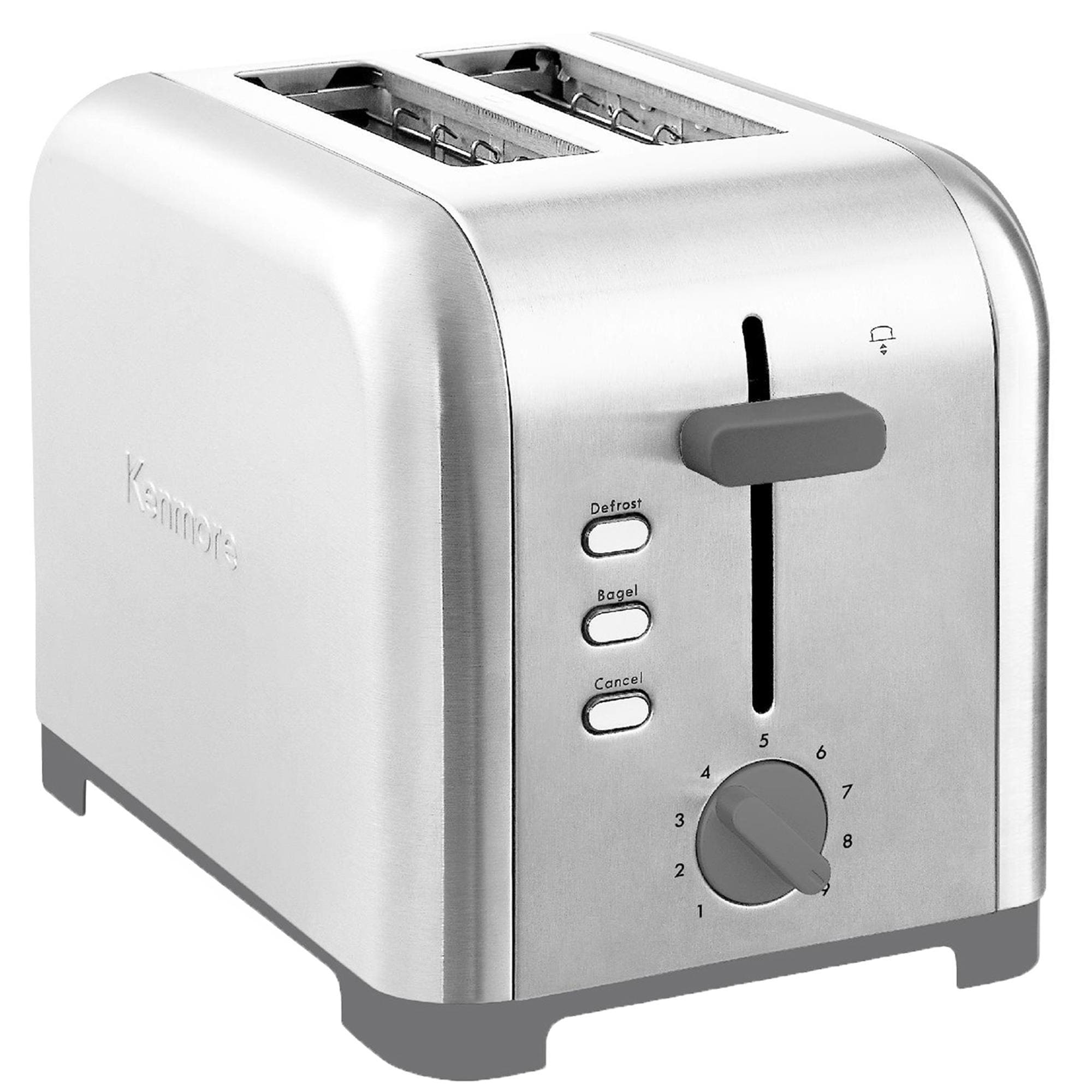 Tostador de 2 rebanadas de acero inoxidable Kenmore con ranuras extra anchas y 9 niveles de tostado