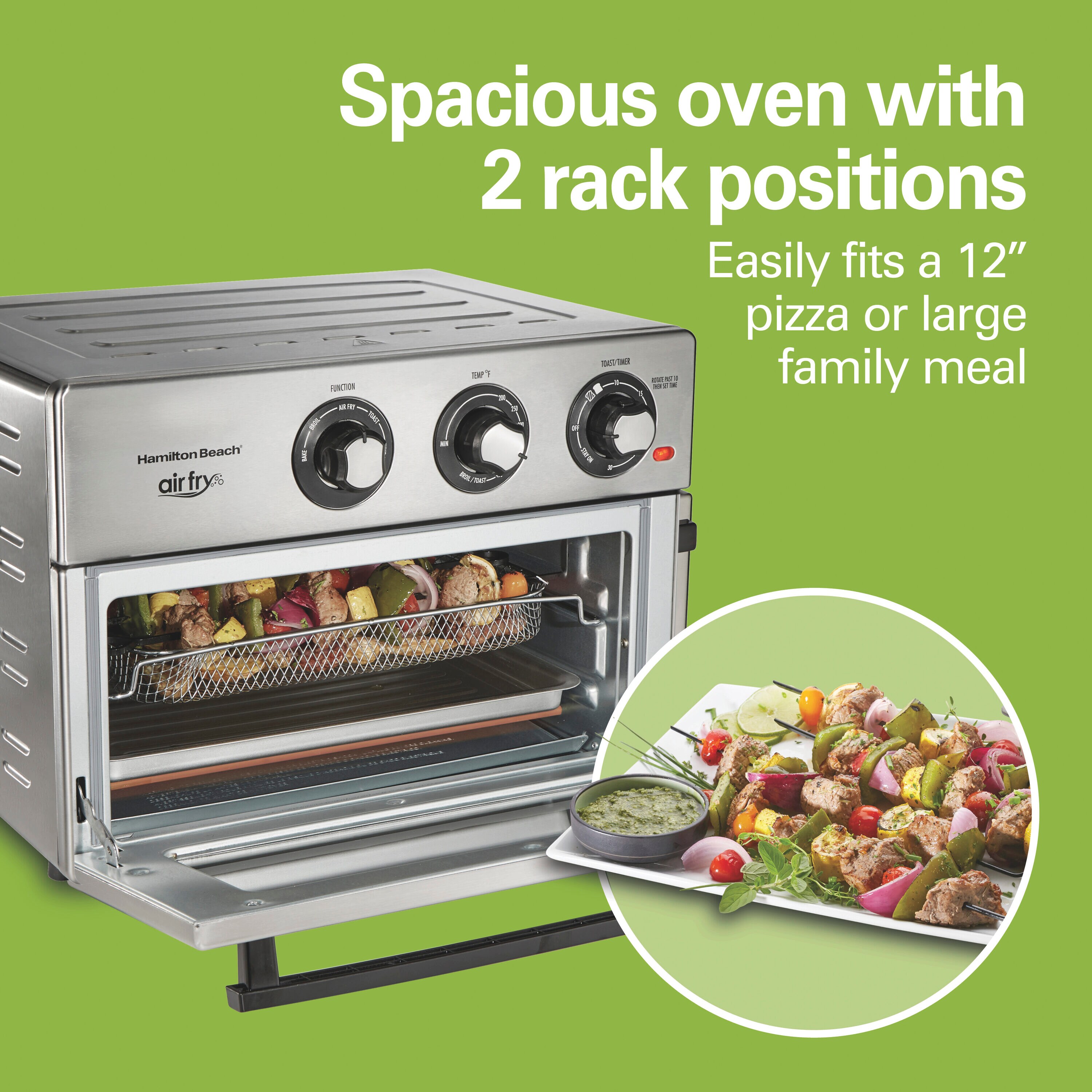 Horno tostador de convección de acero inoxidable de 6 rebanadas con apagado automático - Hamilton Beach 31225