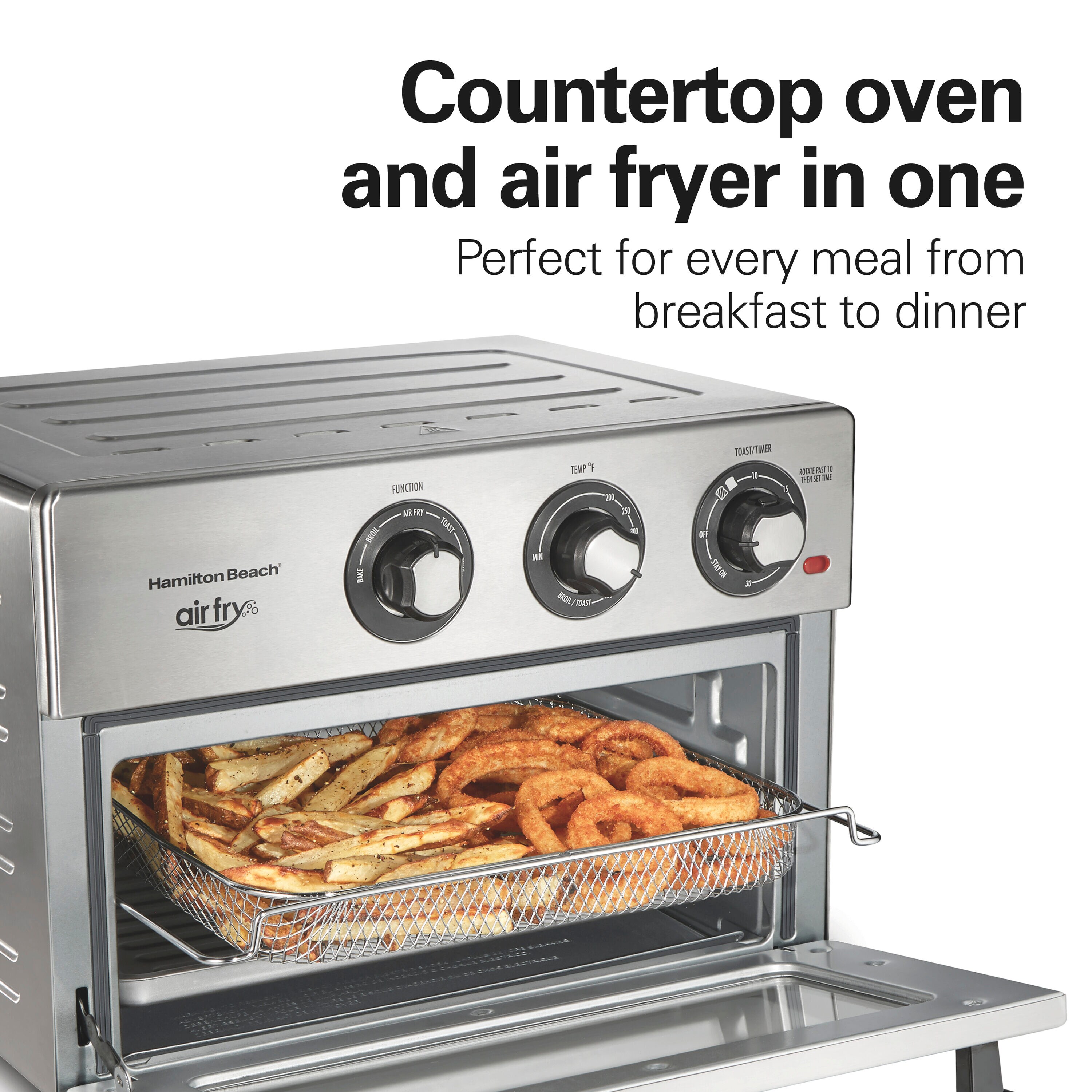 Horno tostador de convección de acero inoxidable de 6 rebanadas con apagado automático - Hamilton Beach 31225