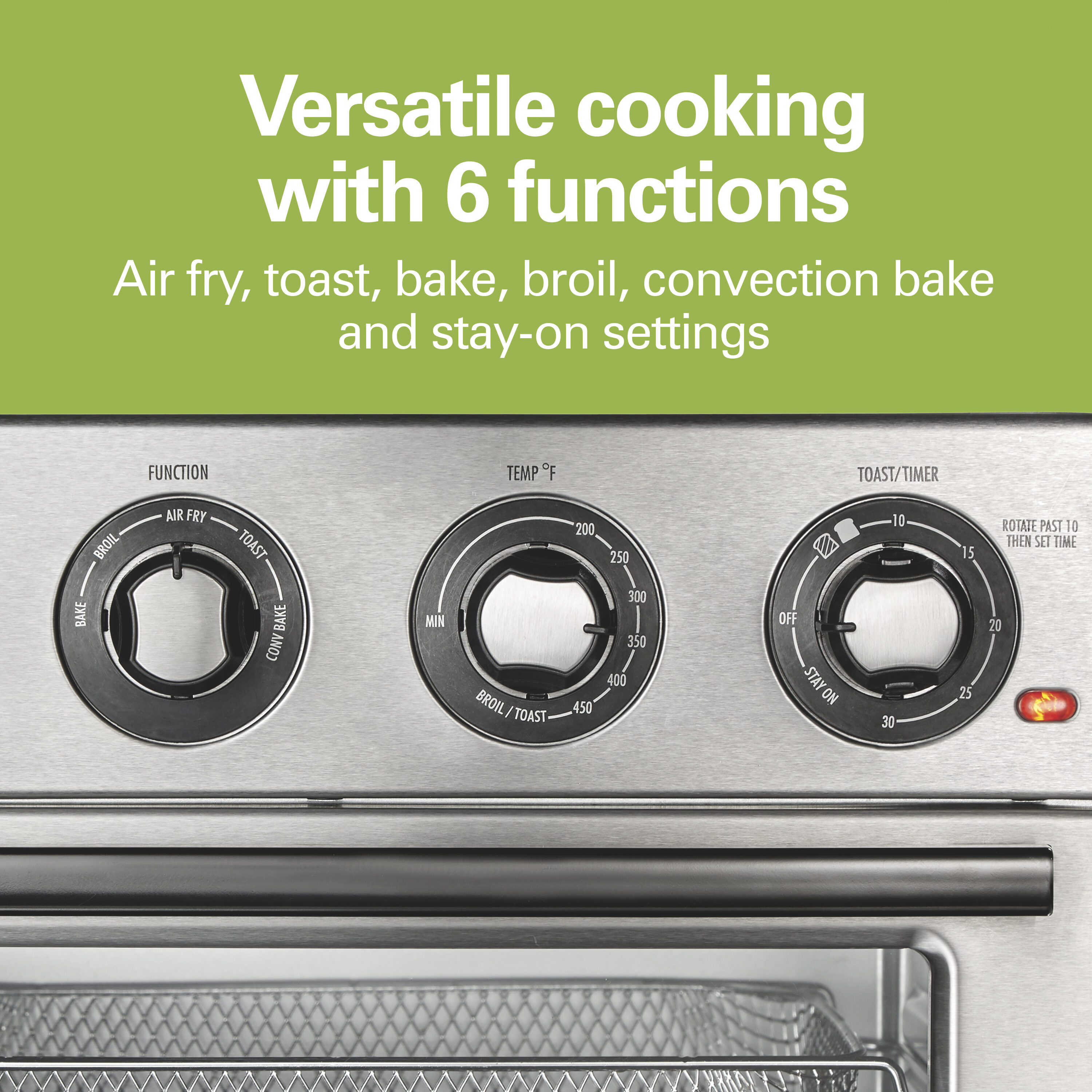 Horno tostador de convección de acero inoxidable de 6 rebanadas con apagado automático - Hamilton Beach 31225