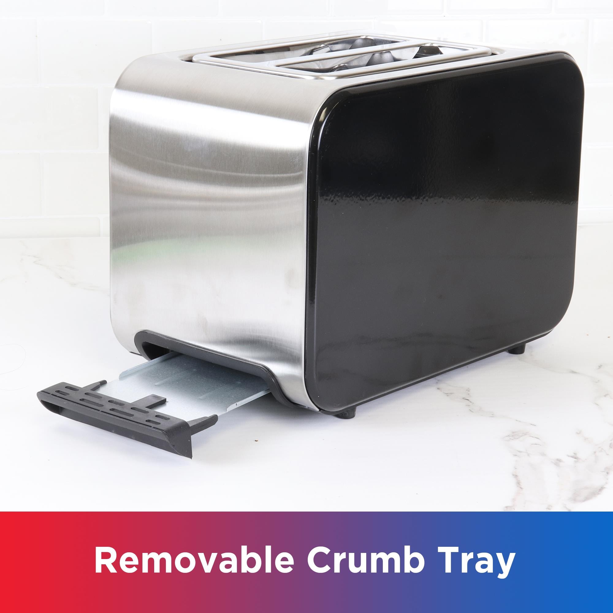 Tostador de 2 rebanadas de acero inoxidable Total Chef Koolatron con ranuras extras anchas y 7 niveles de tostado