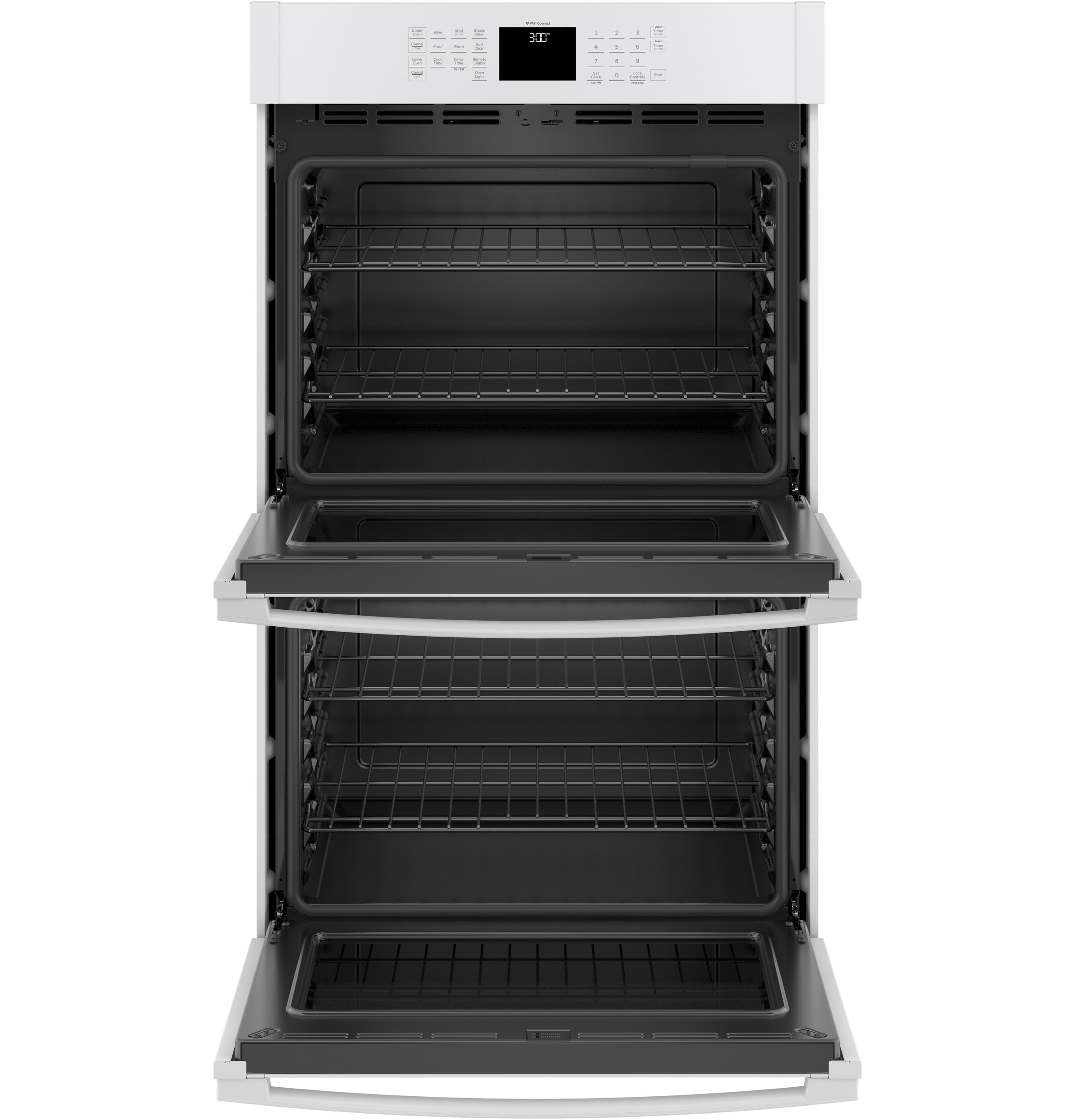 Horno de pared eléctrico doble de 30 pulgadas compatible con tecnología inteligente y limpieza automática + al vapor (blanco) JTD3000DNWW