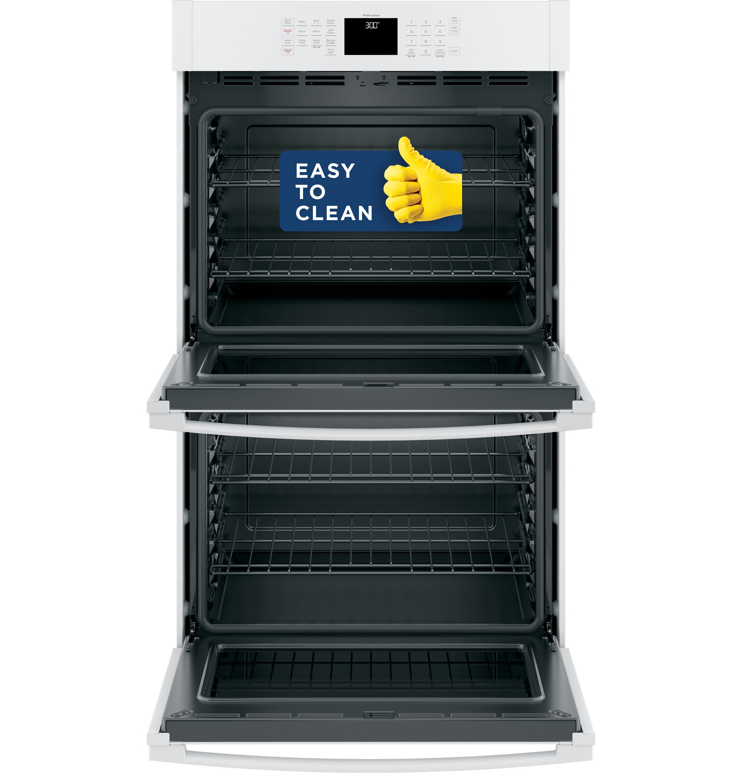 Horno de pared eléctrico doble de 30 pulgadas compatible con tecnología inteligente y limpieza automática + al vapor (blanco) JTD3000DNWW