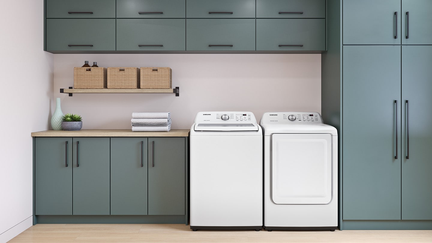 Lavadora de carga superior con agitador de 4.5 pies cúbicos Samsung (blanca) WA45T3200AW