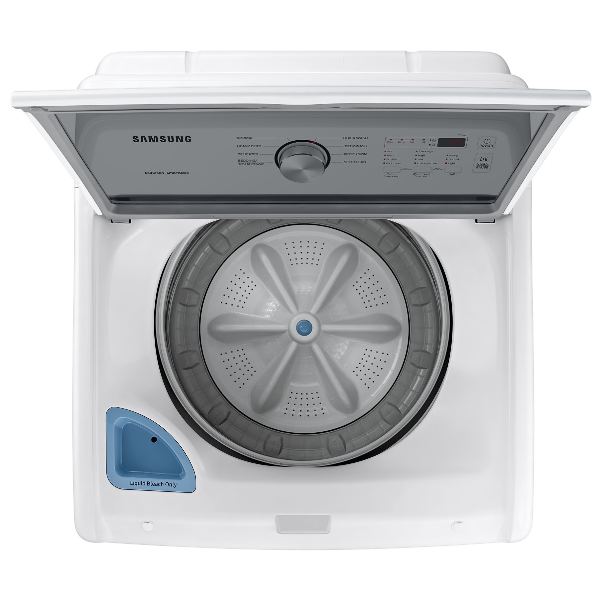 Lavadora de carga superior con agitador de 4.5 pies cúbicos Samsung (blanca) WA45T3200AW