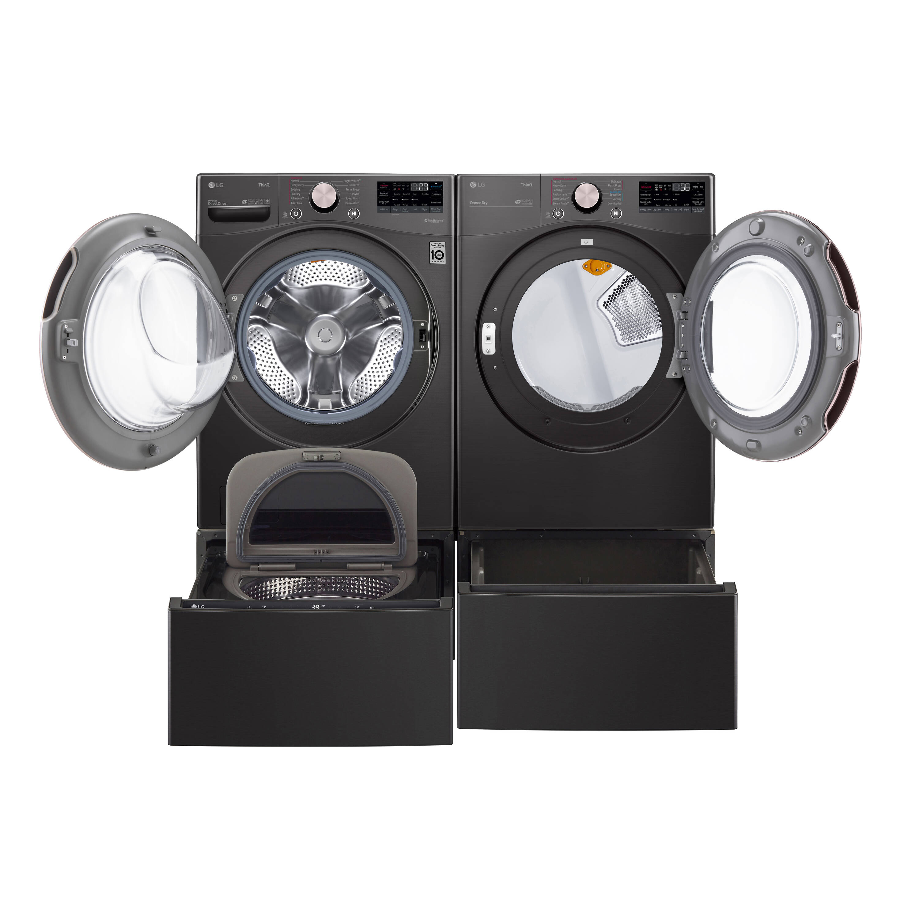 Lavadora LG TurboWash 360 de carga frontal inteligente apilable de alta eficiencia de 4.5 pies cúbicos con ciclo de vapor (Negro Acero) ENERGY STAR WM4000HBA