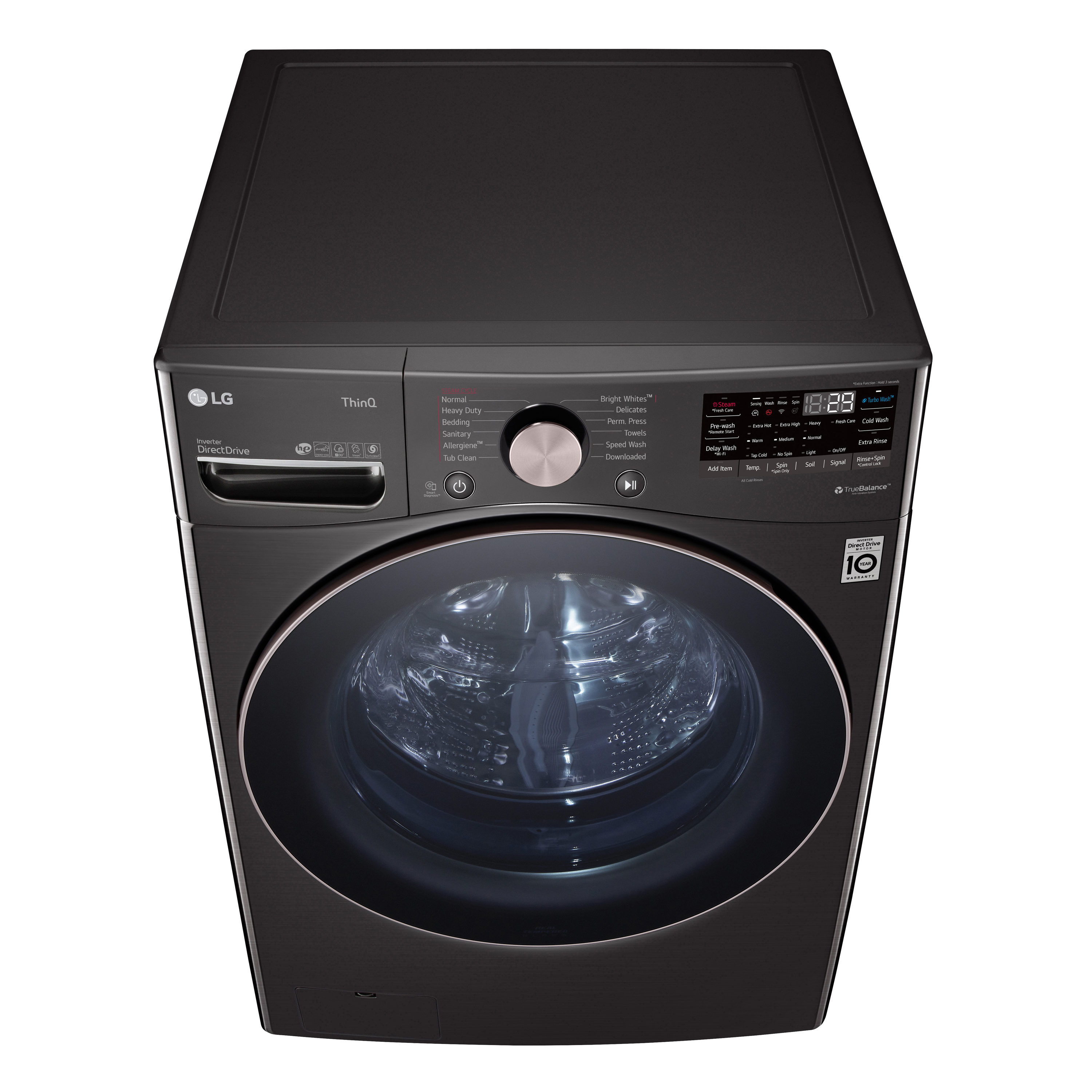 Lavadora LG TurboWash 360 de carga frontal inteligente apilable de alta eficiencia de 4.5 pies cúbicos con ciclo de vapor (Negro Acero) ENERGY STAR WM4000HBA