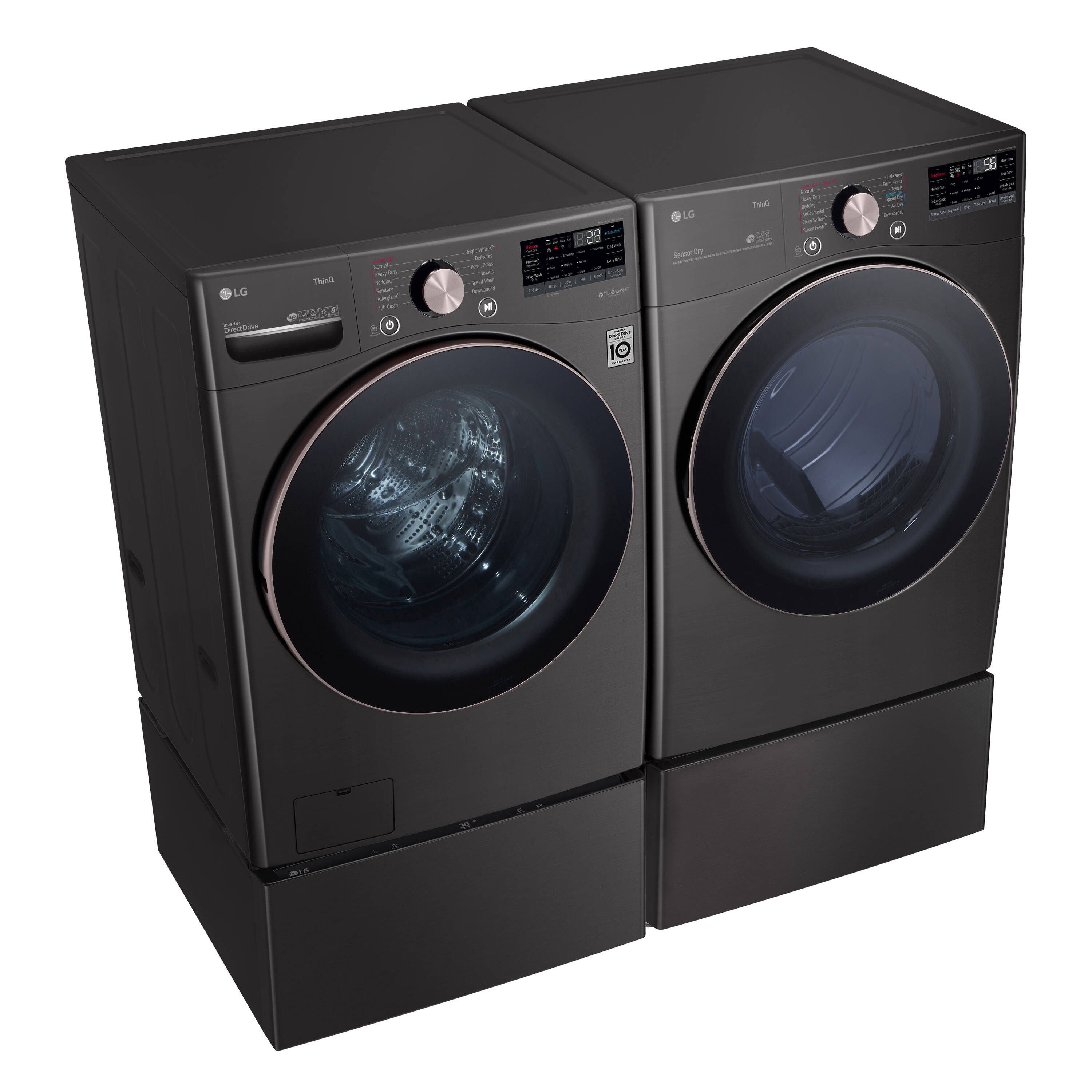 Lavadora LG TurboWash 360 de carga frontal inteligente apilable de alta eficiencia de 4.5 pies cúbicos con ciclo de vapor (Negro Acero) ENERGY STAR WM4000HBA