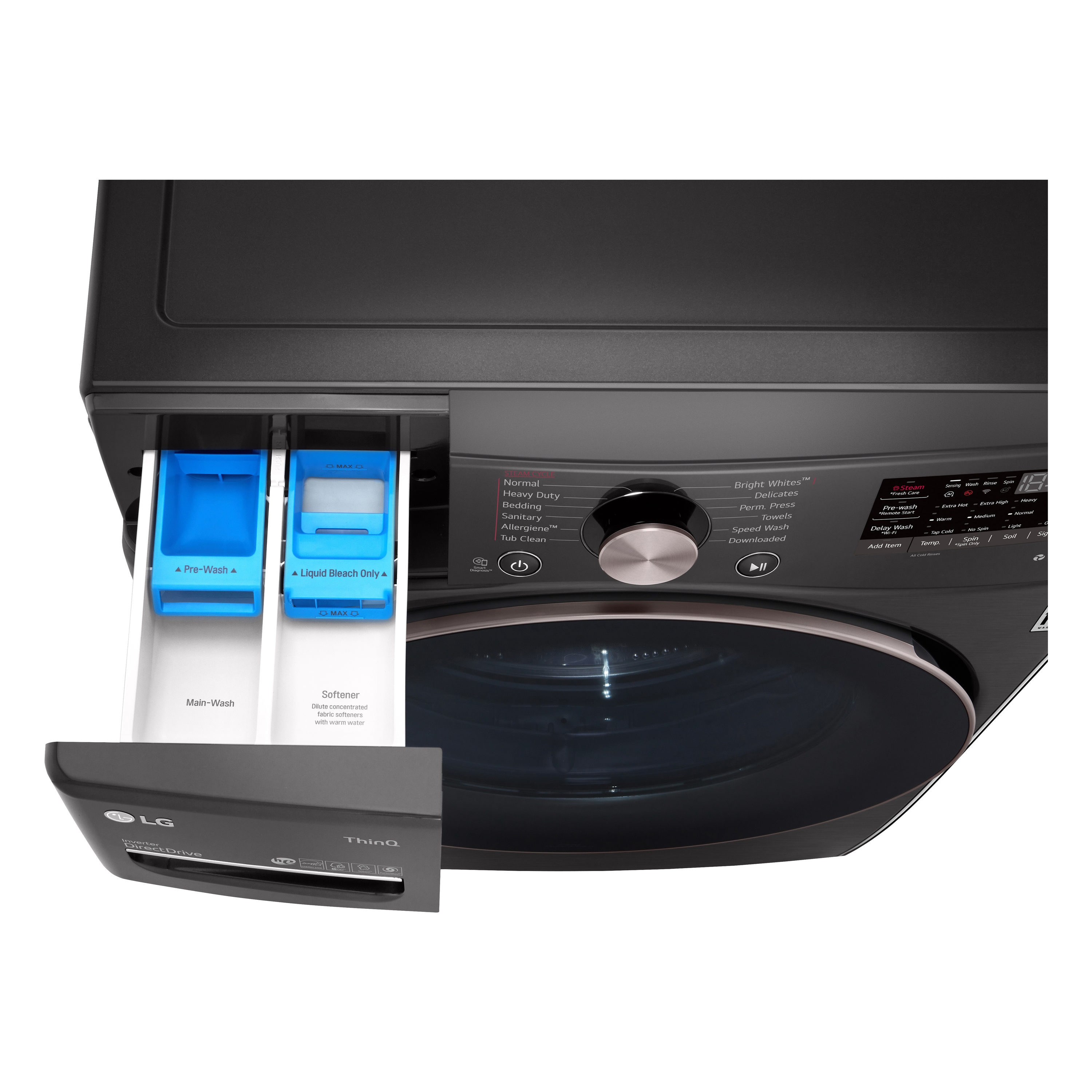 Lavadora LG TurboWash 360 de carga frontal inteligente apilable de alta eficiencia de 4.5 pies cúbicos con ciclo de vapor (Negro Acero) ENERGY STAR WM4000HBA