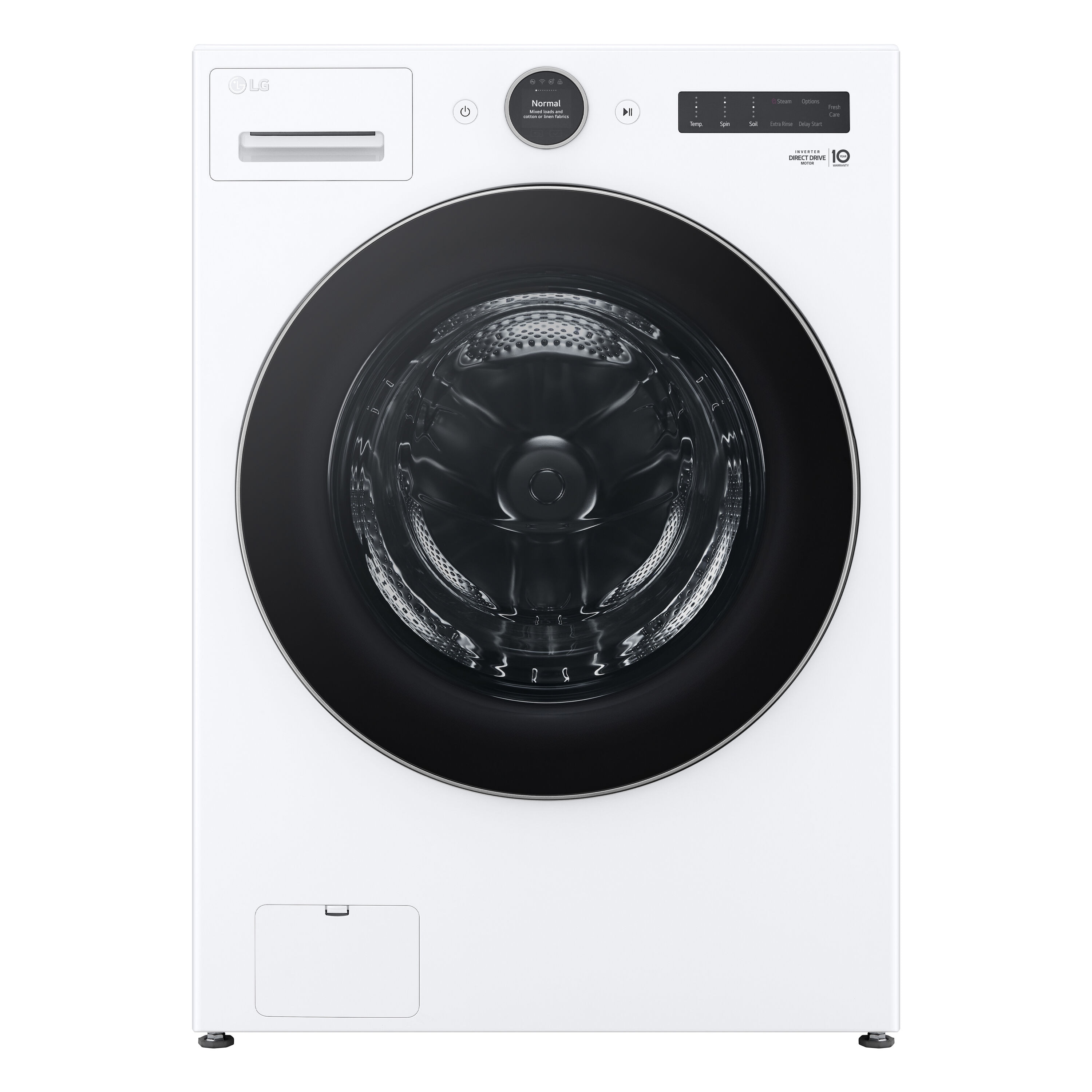 Lavadora de carga frontal LG TurboWash 360 de alta eficiencia de 4.5 pies cúbicos con ciclo de vapor apilable inteligente (blanco) ENERGY STAR WM5500HWA.