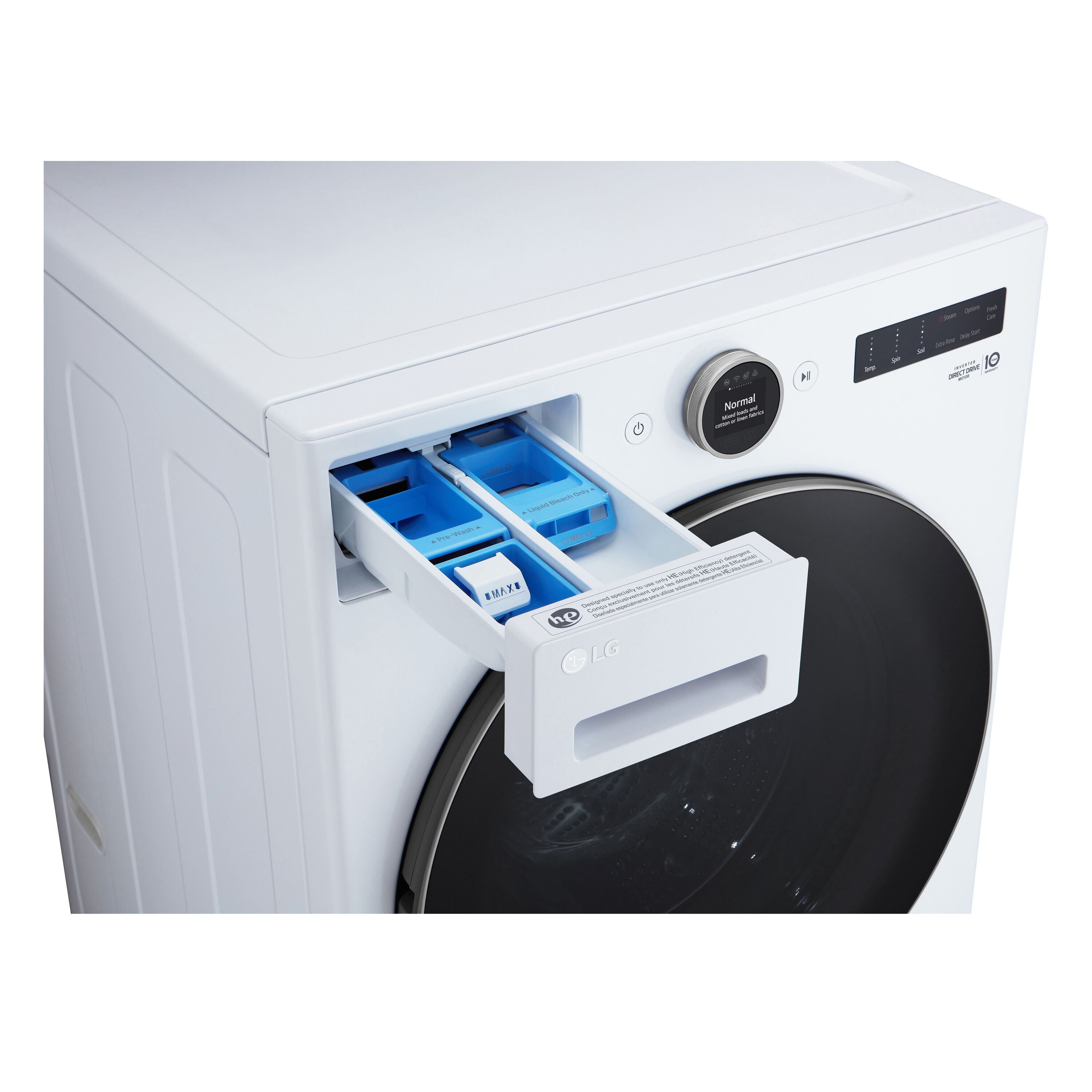 Lavadora de carga frontal LG TurboWash 360 de alta eficiencia de 4.5 pies cúbicos con ciclo de vapor apilable inteligente (blanco) ENERGY STAR WM5500HWA.