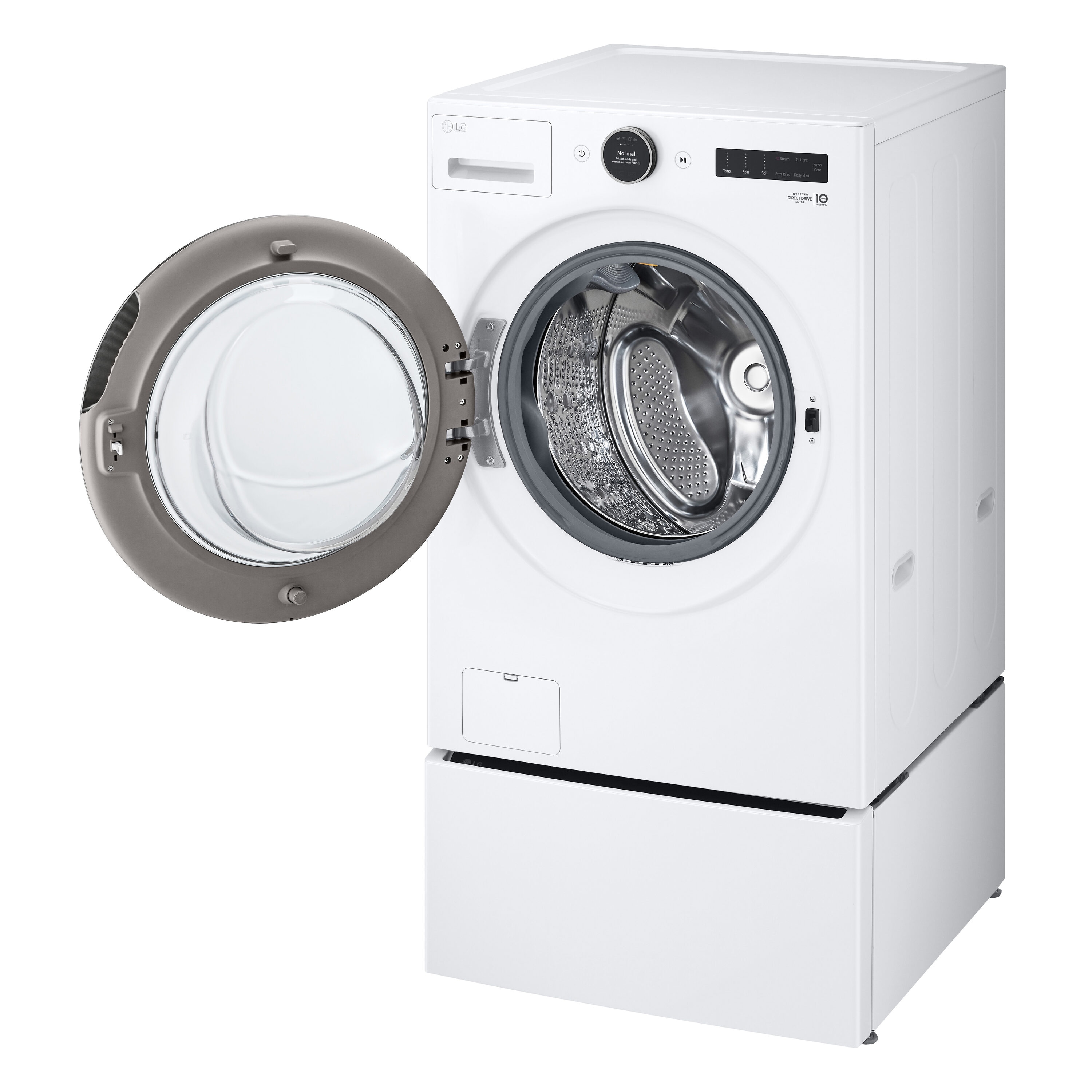 Lavadora de carga frontal LG TurboWash 360 de alta eficiencia de 4.5 pies cúbicos con ciclo de vapor apilable inteligente (blanco) ENERGY STAR WM5500HWA.