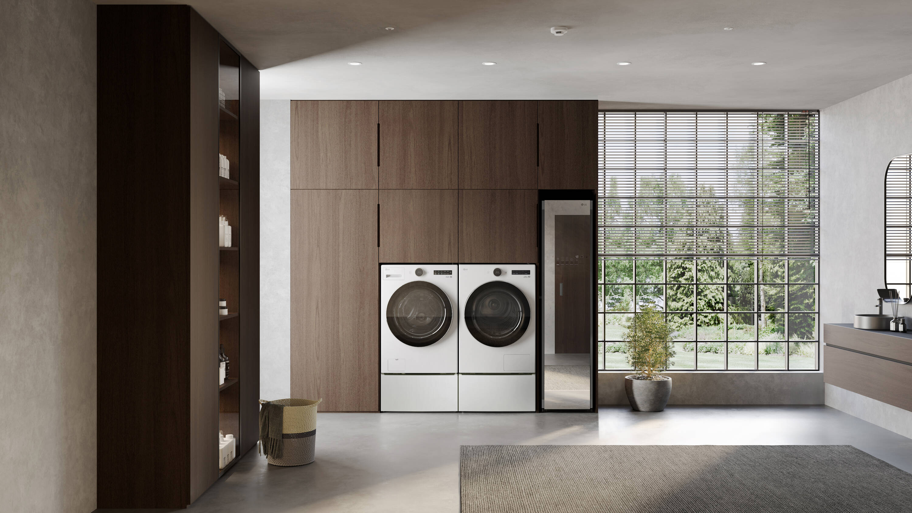 Lavadora de carga frontal LG TurboWash 360 de alta eficiencia de 4.5 pies cúbicos con ciclo de vapor apilable inteligente (blanco) ENERGY STAR WM5500HWA.