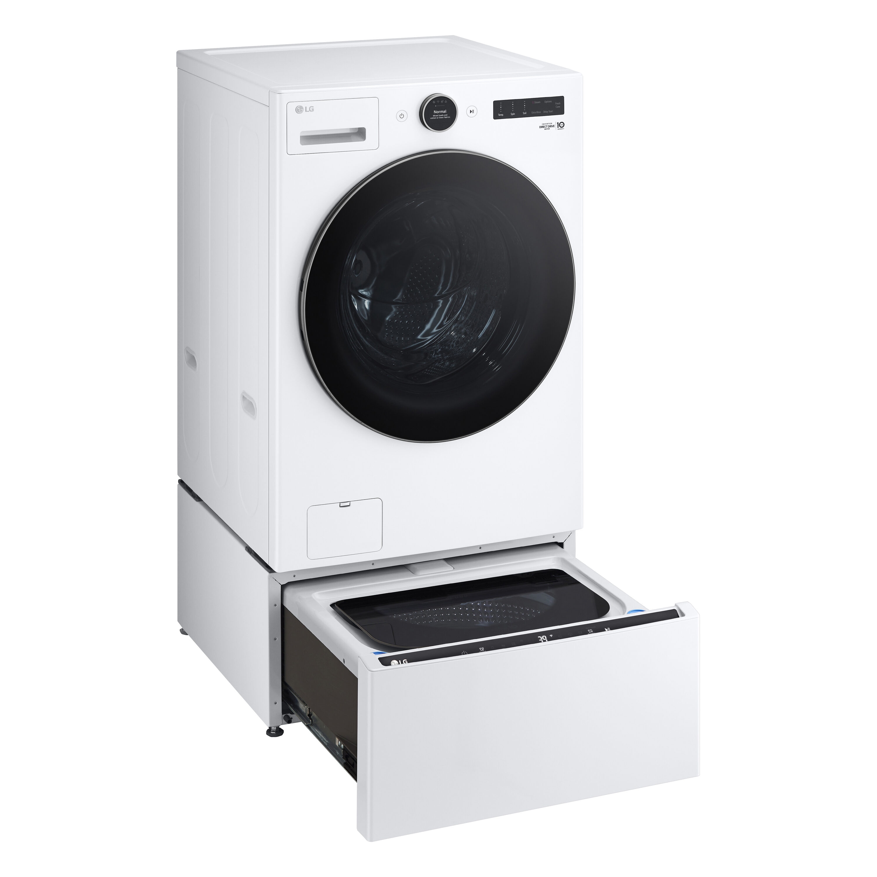 Lavadora de carga frontal LG TurboWash 360 de alta eficiencia de 4.5 pies cúbicos con ciclo de vapor apilable inteligente (blanco) ENERGY STAR WM5500HWA.
