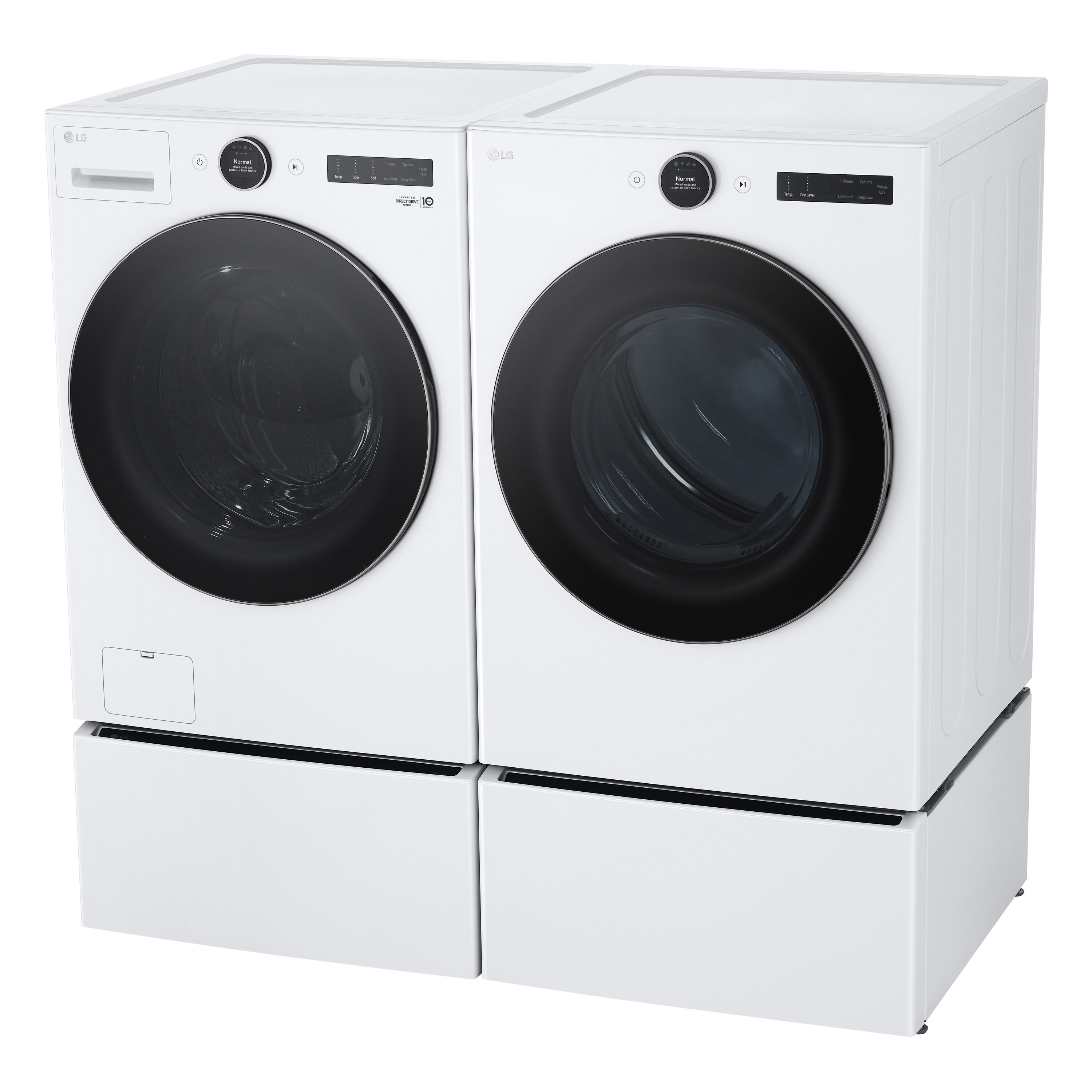 Lavadora de carga frontal LG TurboWash 360 de alta eficiencia de 4.5 pies cúbicos con ciclo de vapor apilable inteligente (blanco) ENERGY STAR WM5500HWA.
