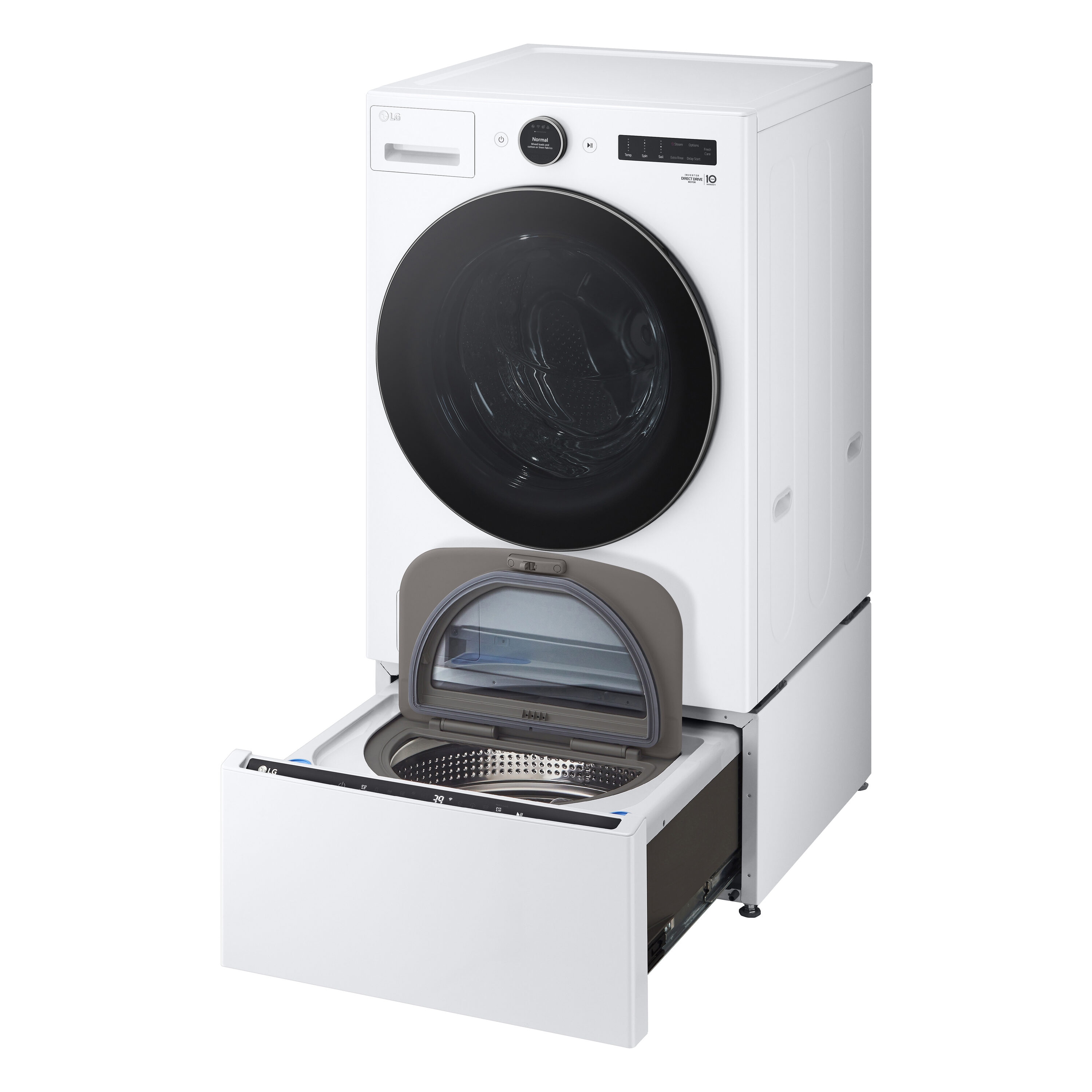 Lavadora de carga frontal LG TurboWash 360 de alta eficiencia de 4.5 pies cúbicos con ciclo de vapor apilable inteligente (blanco) ENERGY STAR WM5500HWA.