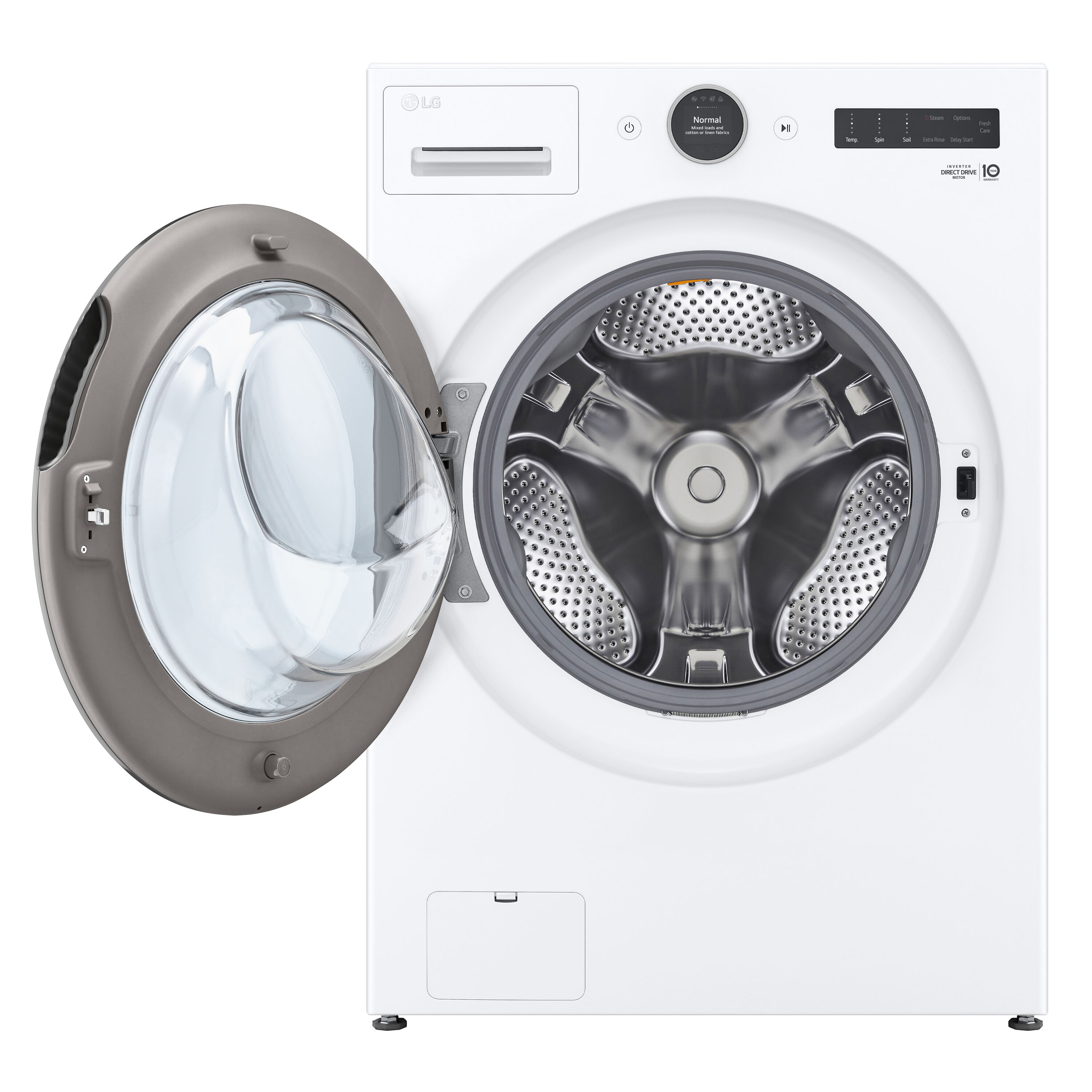 Lavadora de carga frontal LG TurboWash 360 de alta eficiencia de 4.5 pies cúbicos con ciclo de vapor apilable inteligente (blanco) ENERGY STAR WM5500HWA.