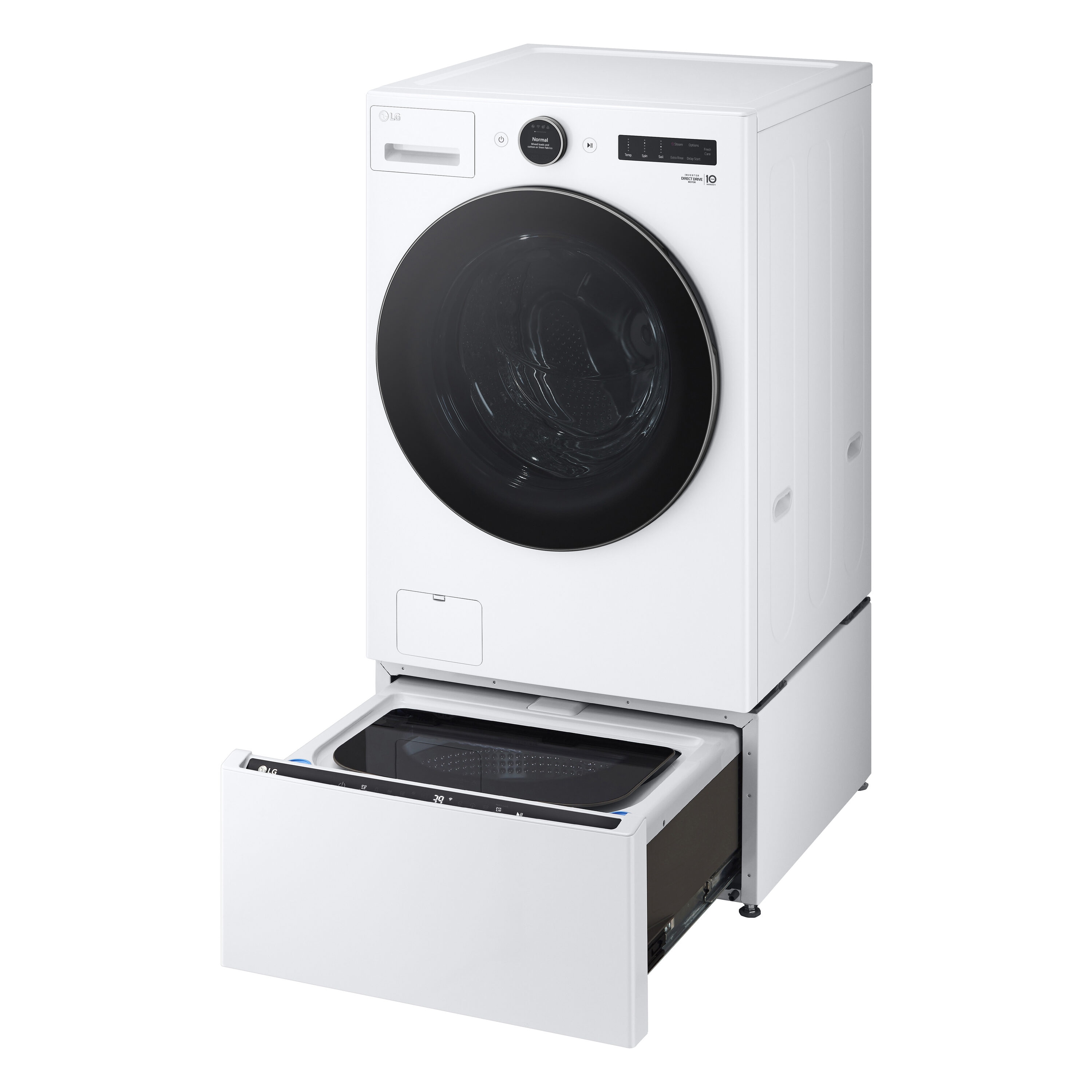 Lavadora de carga frontal LG TurboWash 360 de alta eficiencia de 4.5 pies cúbicos con ciclo de vapor apilable inteligente (blanco) ENERGY STAR WM5500HWA.