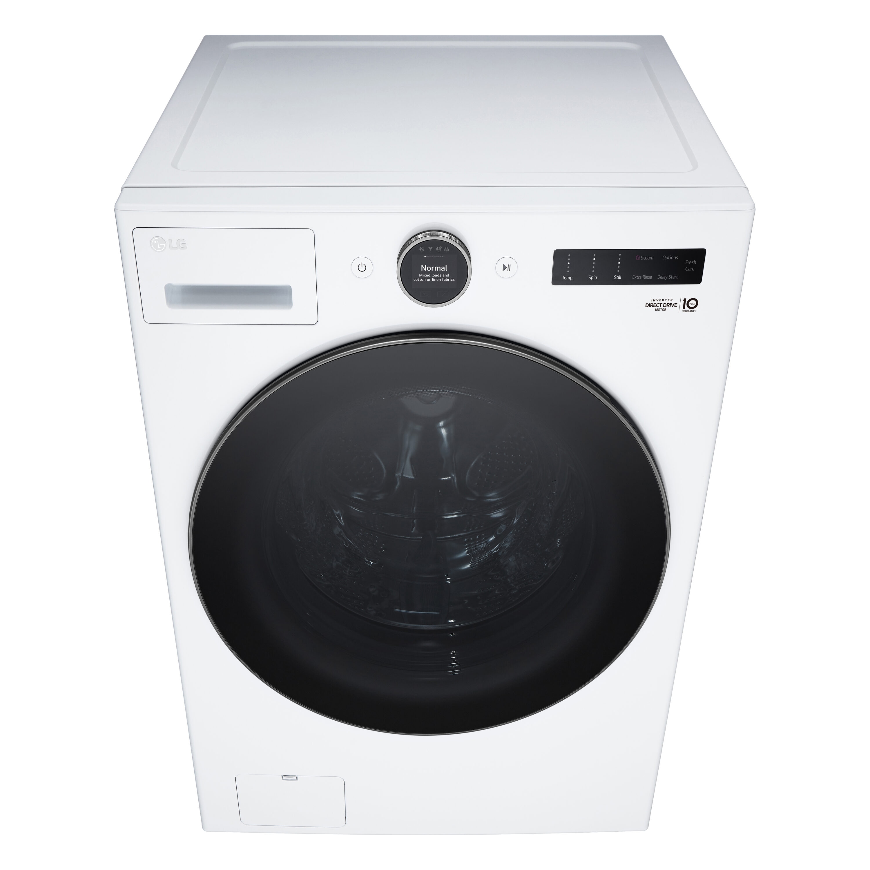 Lavadora de carga frontal LG TurboWash 360 de alta eficiencia de 4.5 pies cúbicos con ciclo de vapor apilable inteligente (blanco) ENERGY STAR WM5500HWA.