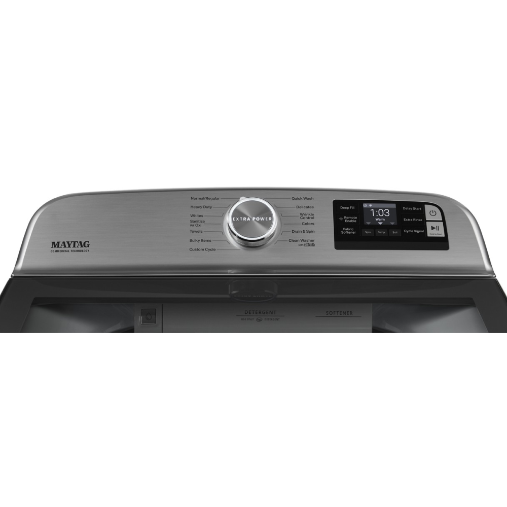 Lavadora de carga superior de alta eficiencia compatible con tecnología inteligente de 5.2 pies cúbicos (Blanca) ENERGY STAR Maytag Smart Capable MVW7230HW